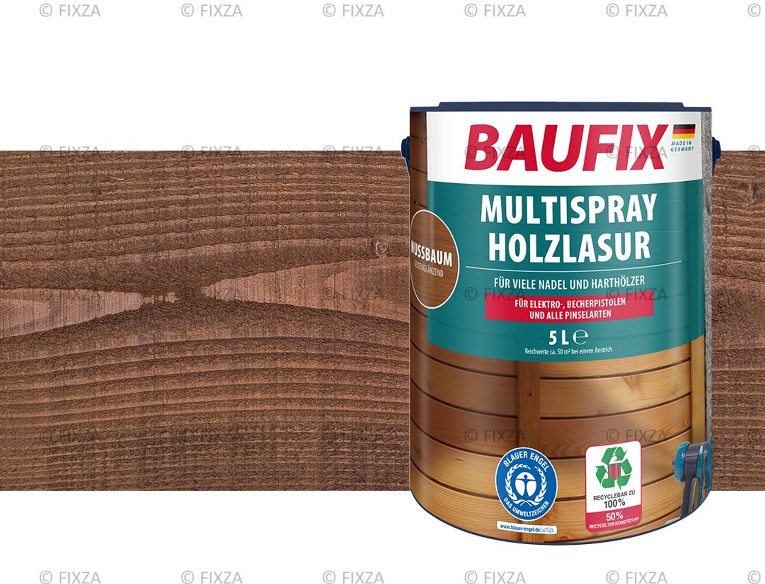 BAUFIX Multi Houtbeits – Notenbruin – Zijdeglans – 5 Liter – Voor Schutting, Tuinhuis & Blokhut – UV- & Weerbestendig