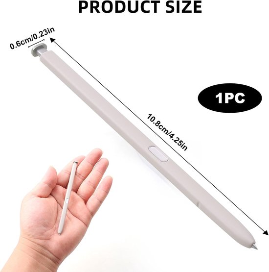 Capacitieve vervangende touchpen, compatibel met S25 Ultra 5G, hoge aanraakgevoeligheid, met reservepunten voor schrijven en tekenen, zonder Bluetooth, lichtgrijs — afbeelding 2