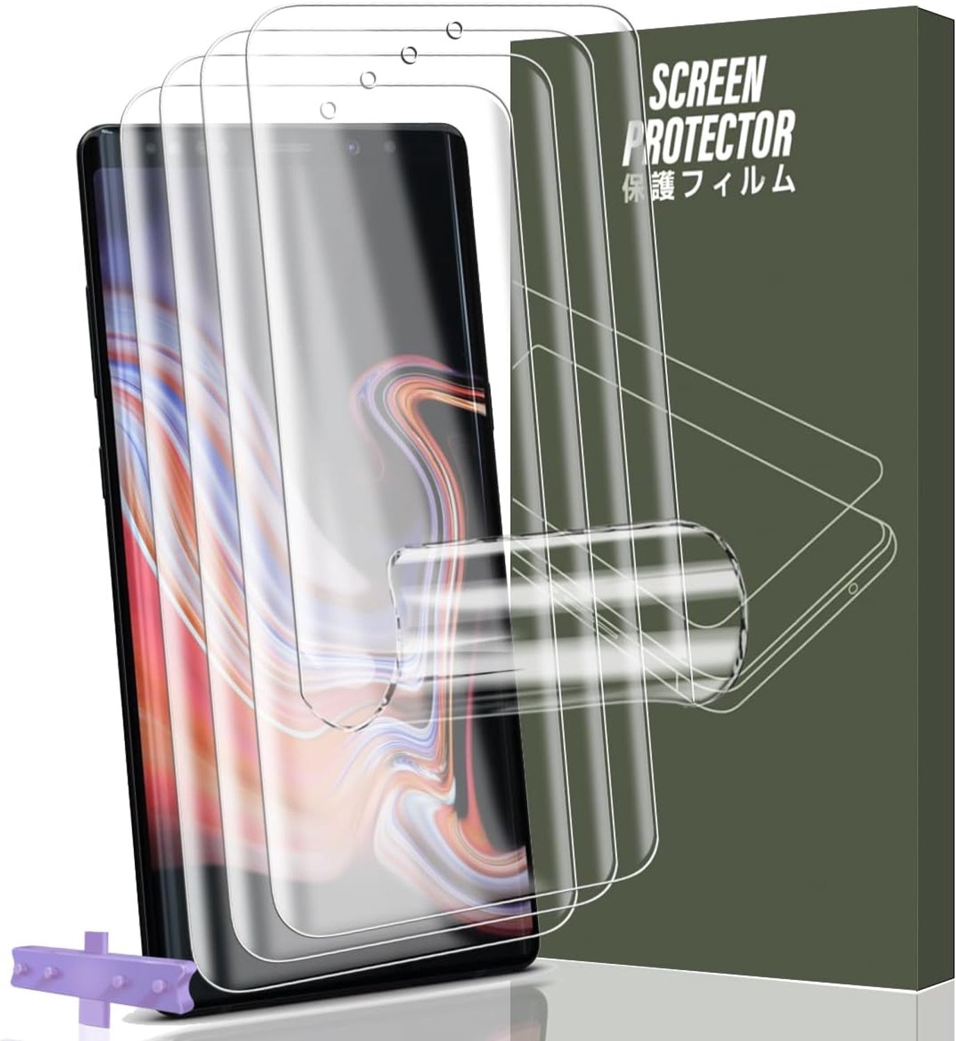 4 stuks displaybeschermfolie voor Samsung Galaxy Note 9 [geen glas], HD transparante TPU-film, 3D volledige afdekking, displaybeschermfolie voor Samsung Galaxy Note 9