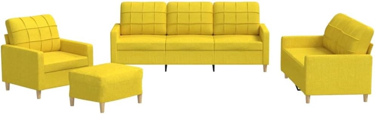 Slaapbank Kantoor Sofa 4-delig Sofa Set met Kussen Lichtgele stof voor Woonkamer, Slaapkamer, Kantoor