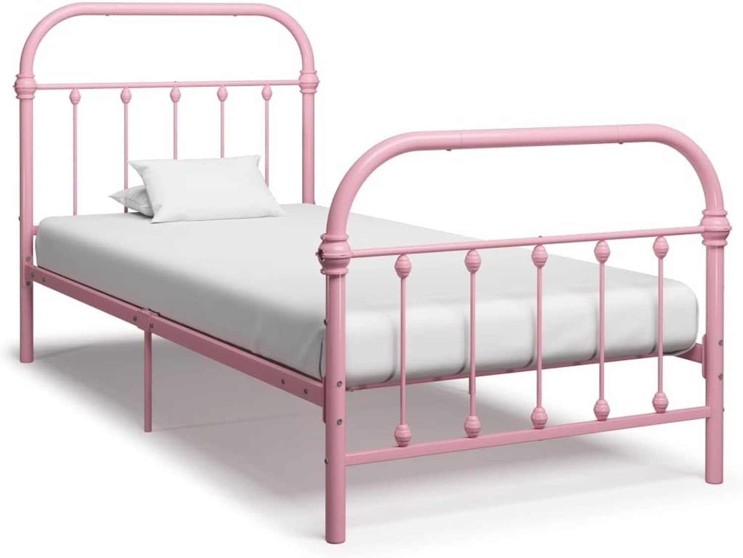 Hoofdeinde voor tweepersoonsbed, bedframe, roze, metaal, 100 × 200 cm, geschikt voor familiekamers