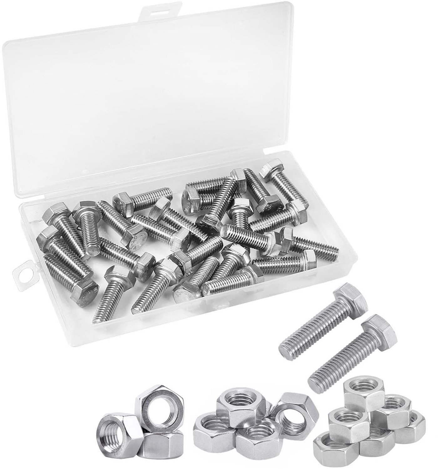 20 stuks M6 x 30 mm slotschroeven, M6 roestvrijstalen schroeven, zeskant, slotschroeven, deurbandschroeven, slotschroeven, roestvrij staal, schroefschroevenset, voor meubels, auto's, timmermans