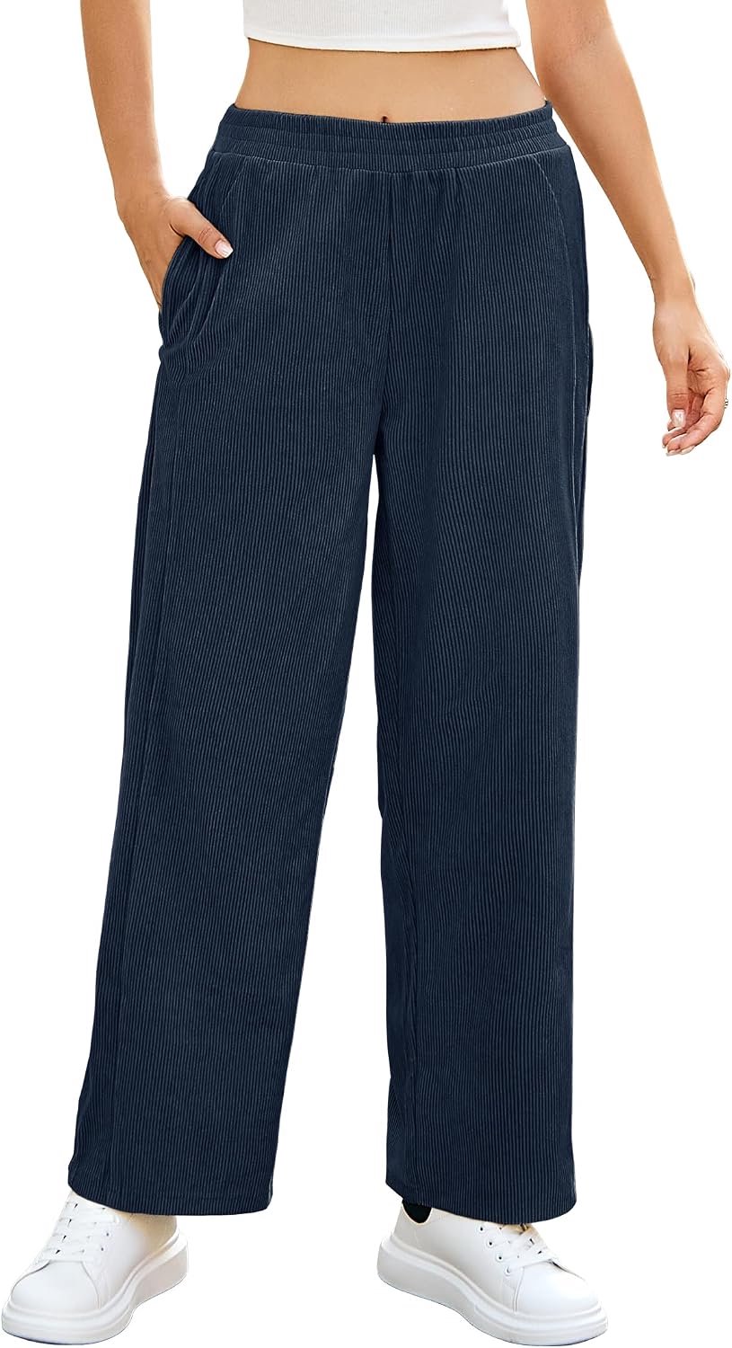 Corduroy wijde pijpen broek hoge taille casual winterbroek