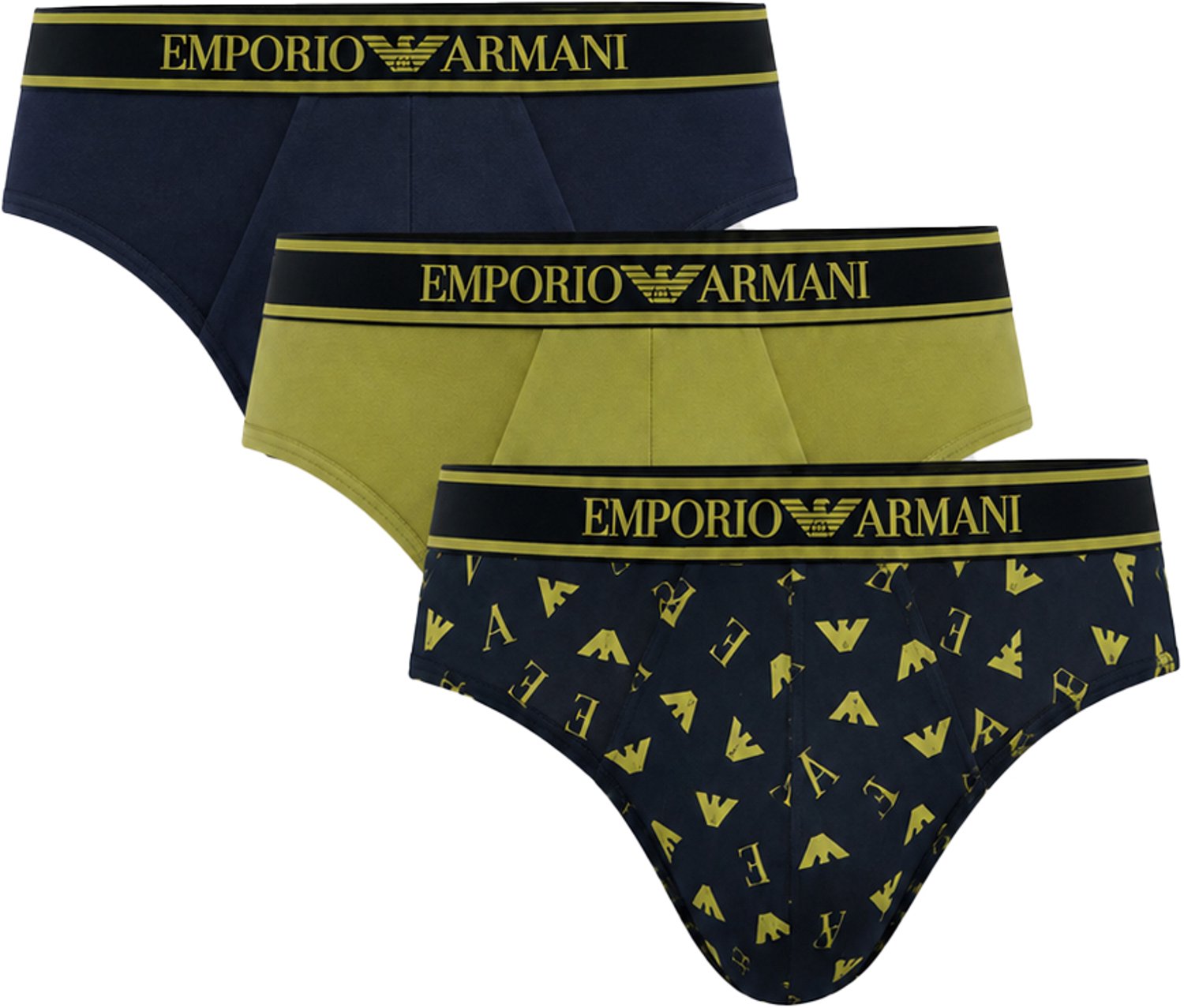 Armani slips 3-pack stretch cotton groen-blauw