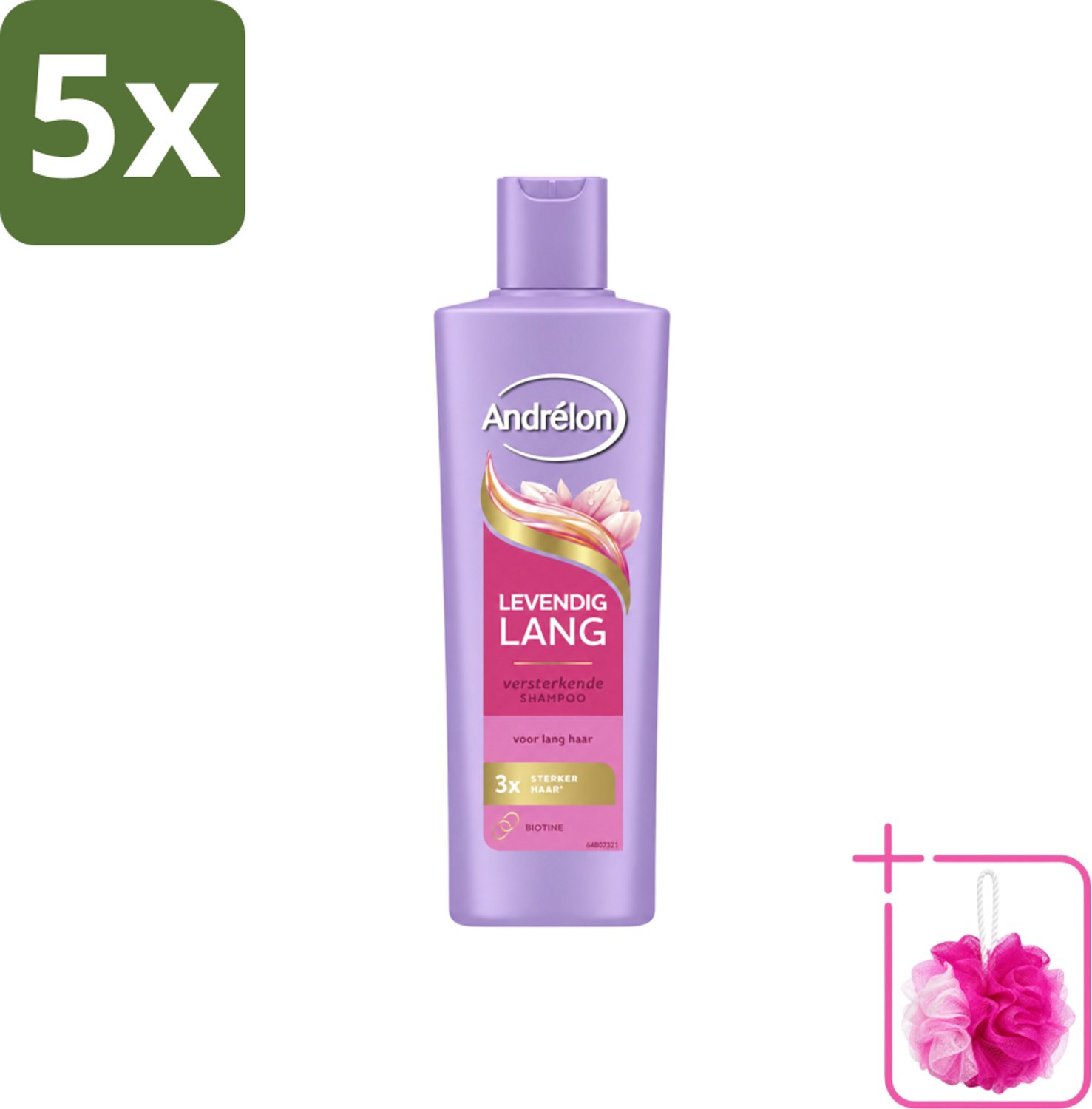 5 x Andrélon – Shampoo – Levendig Lang – 250 ml - Bulkverpakking - Lang haar verzorging - Douchemop - Haar versterken