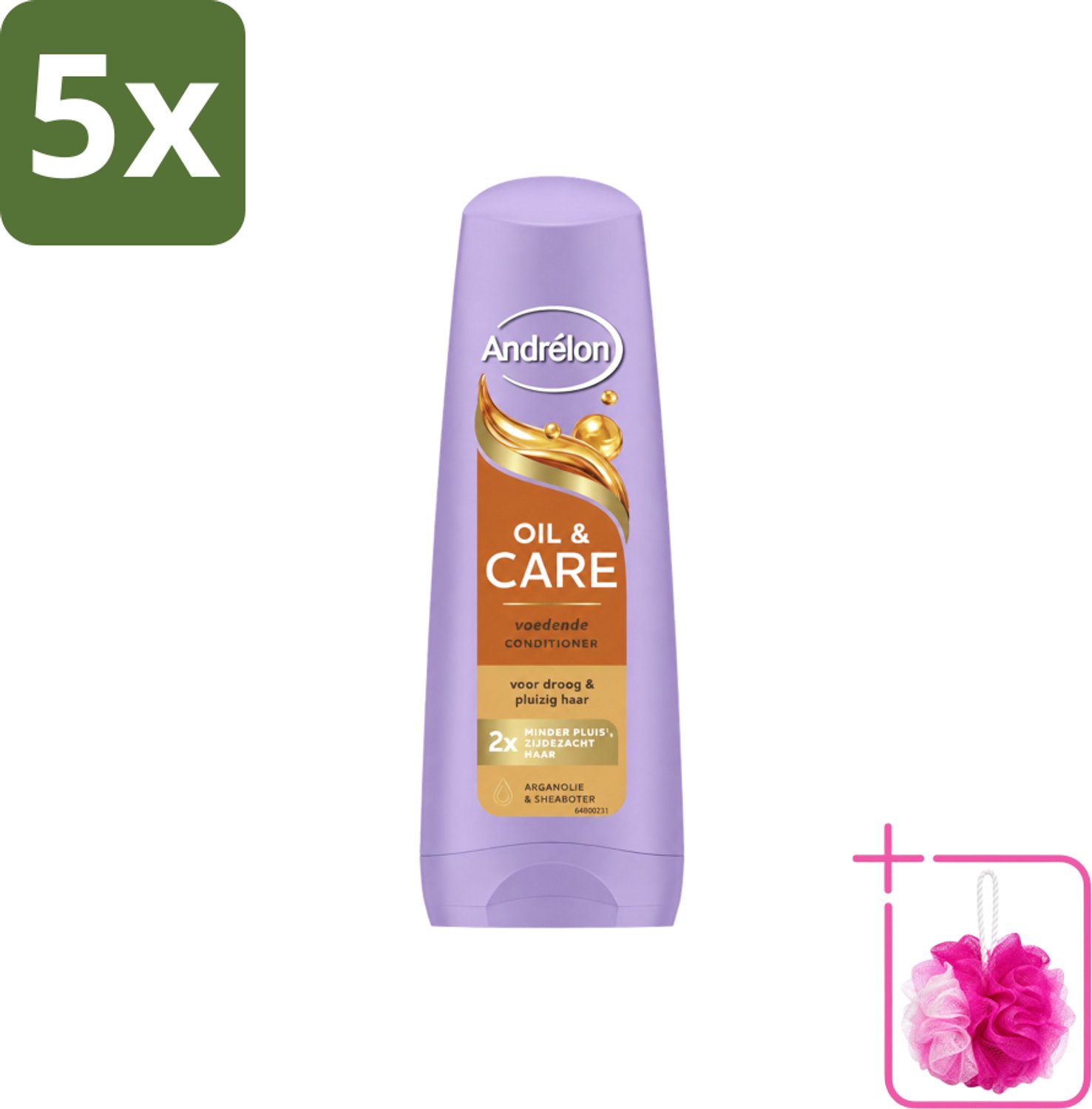 5 x Andrélon – Conditioner – Oil & Care – 200 ml - Bulkverpakking - Droog haar - Douchemop - Pluis haar