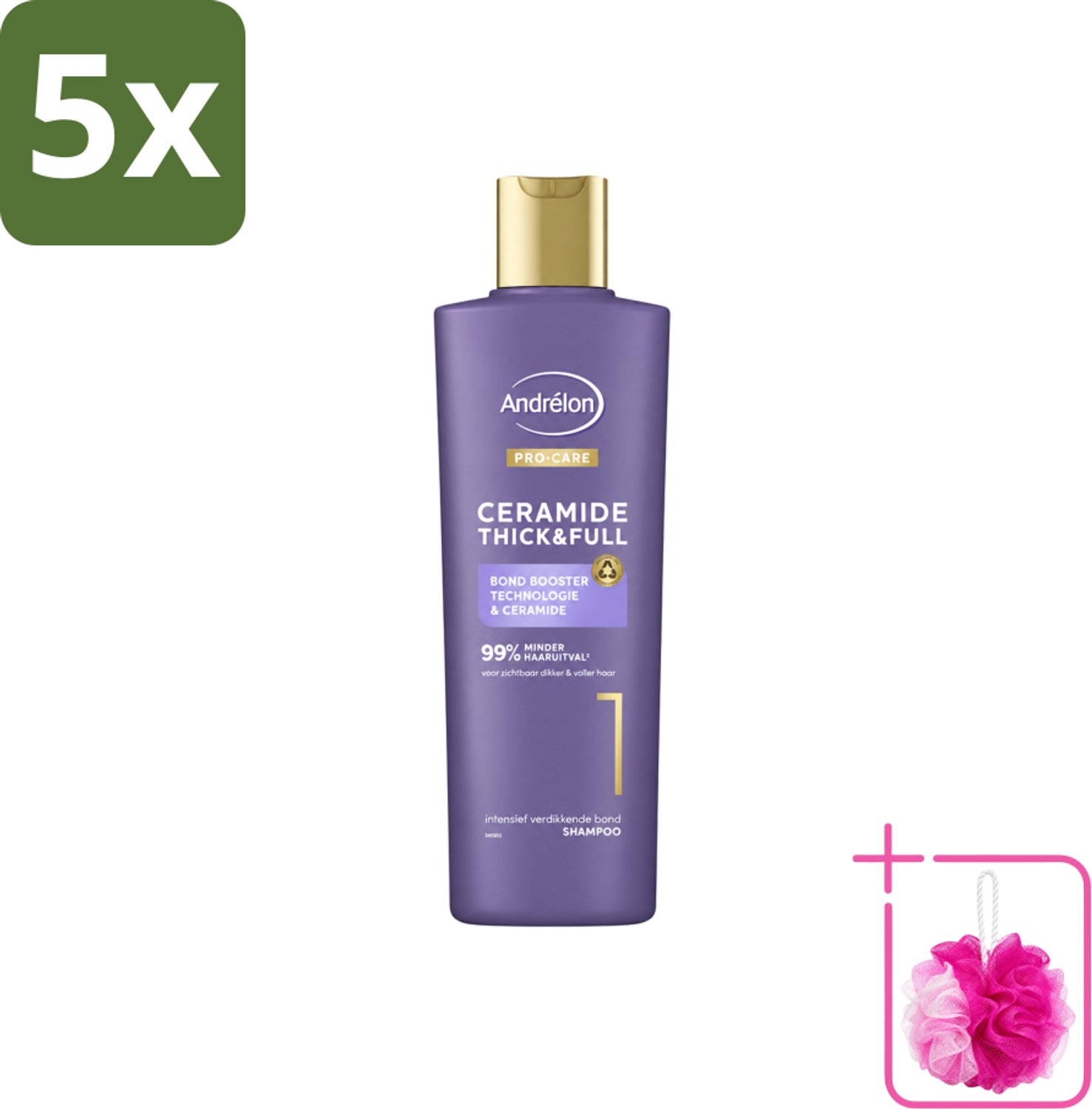 5 x Andrélon – Shampoo – Pro Care – 250 ml - Bulkverpakking - Dikker haar - Douchemop - Versterkt haar