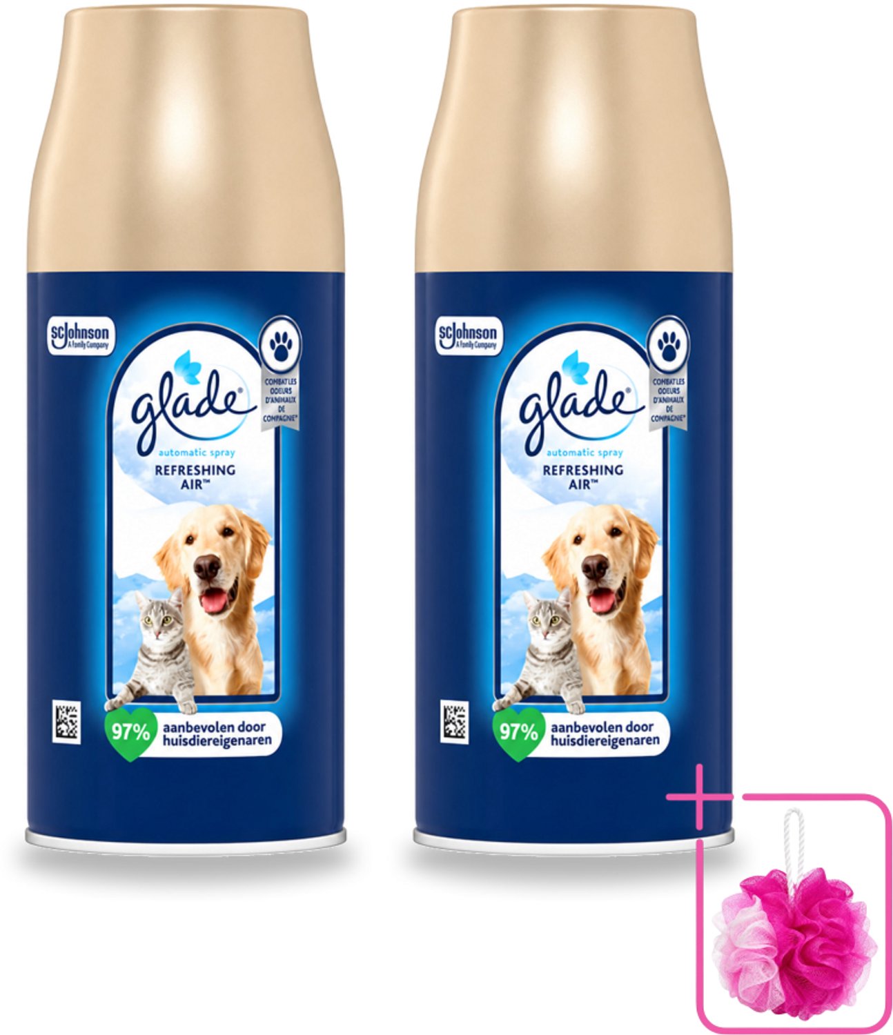2 x Glade – Automatic Spray Navulling – Refreshing Air Huisdieren – 269 ml - Bulkverpakking - Huisdieren geur - Douchemop - Dierengeur neutraliseren