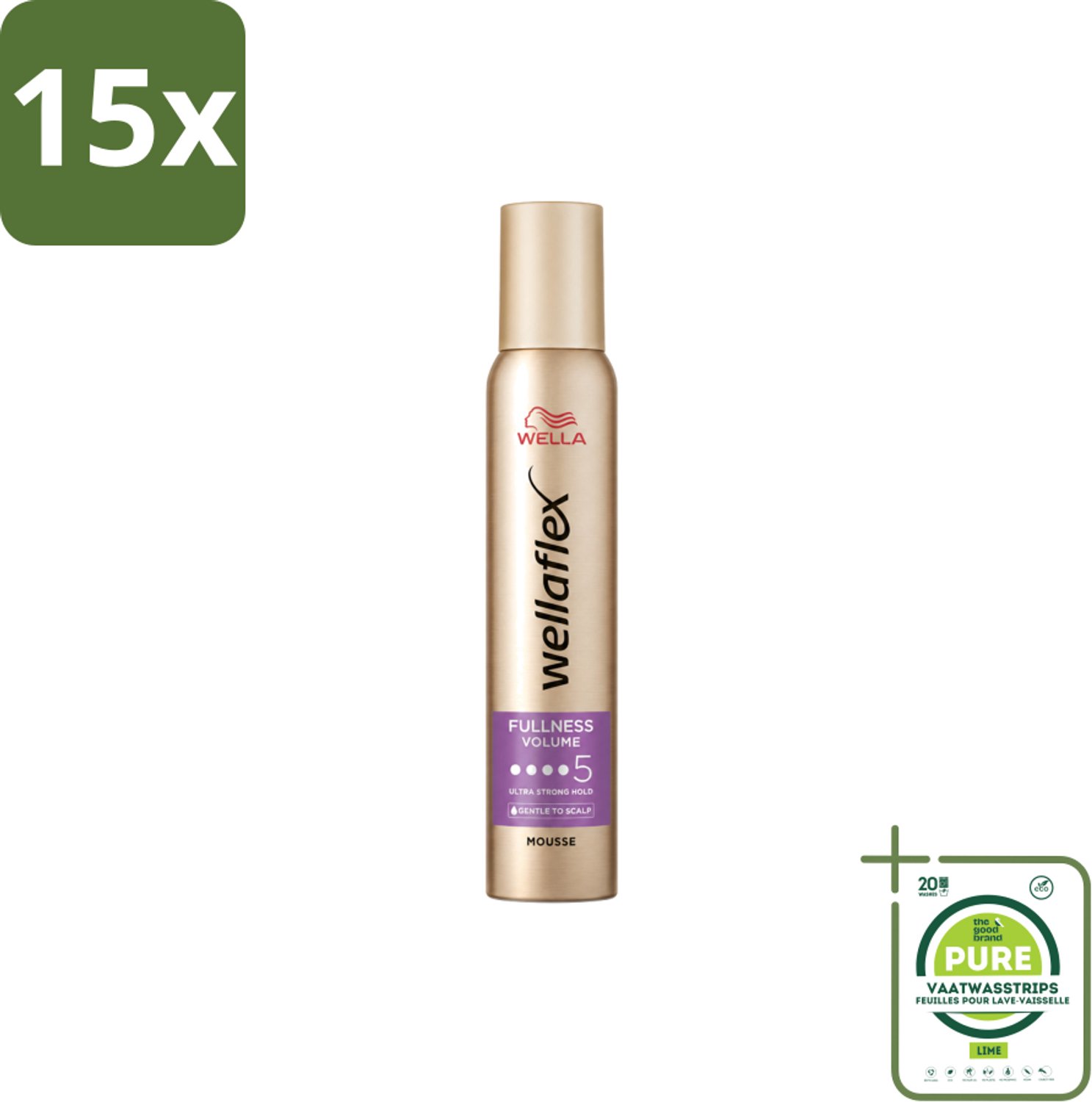 15 x Wella – Flex Fullness Volume Ultra Strong – Haarmousse – 200 ml - Grootverpakking - Vaatwasstrips - Haarmousse - Volume - Kracht - Natuurlijk Haar - Flexibel Haar