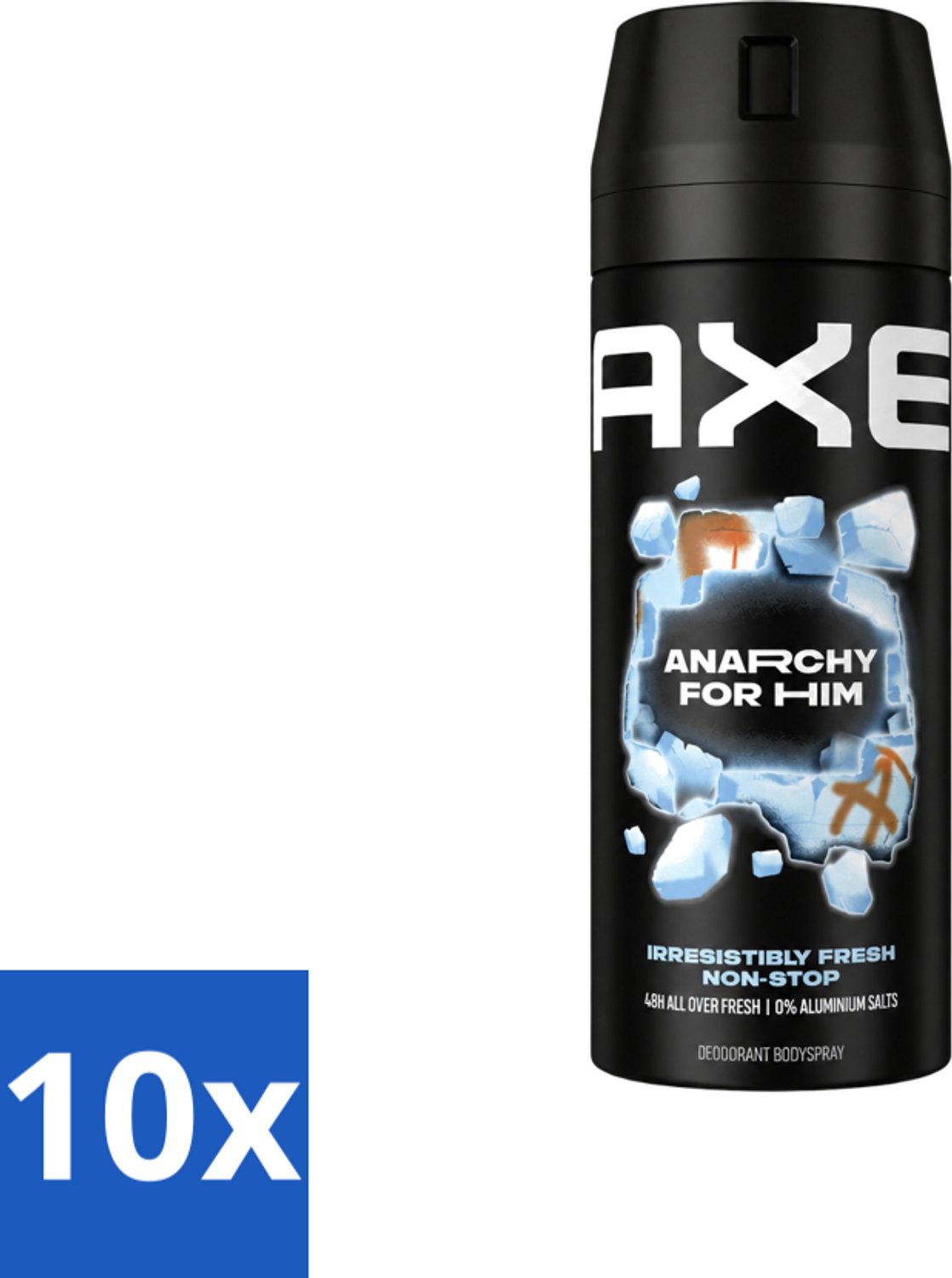 10 x Axe - Deodorant Bodyspray - 48hrs Fresh - Anarchy for Him - Dark Pomegranate & Sandalwood - 150 ml - Voordeelverpakking - 10 stuks