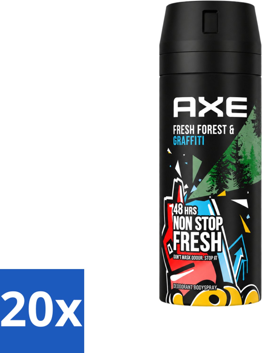 20 x Axe - Deodorant Bodyspray - 48hrs Fresh - Fresh Forest & Graffiti - 150 ml - Voordeelverpakking - 20 stuks