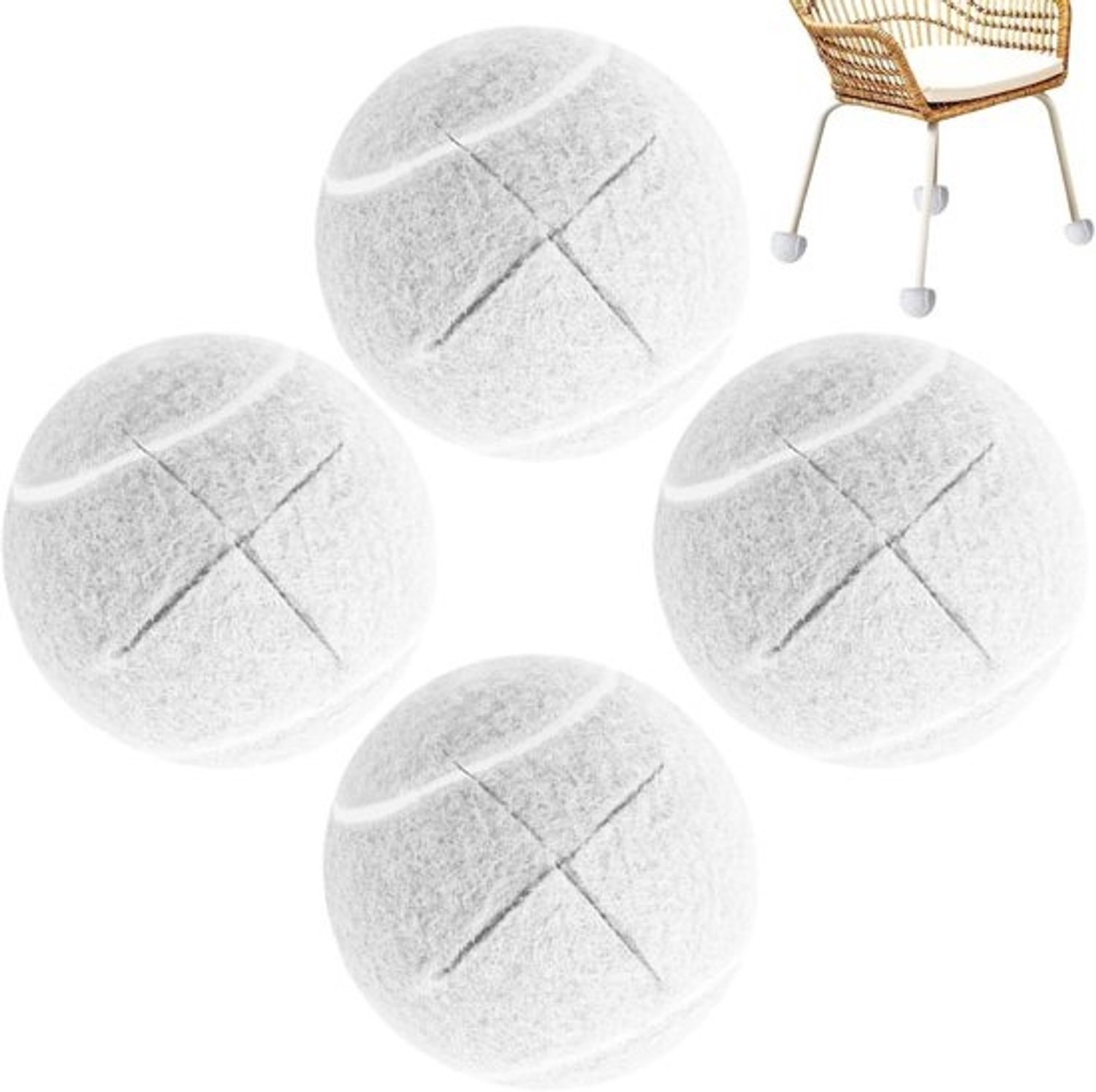 Tennisbalbeschermers voor stoelen - Vloerbeschermende glijders - Voor het verplaatsen van meubels - Vloervriendelijk ontwerp - 6,5 cm - Wit