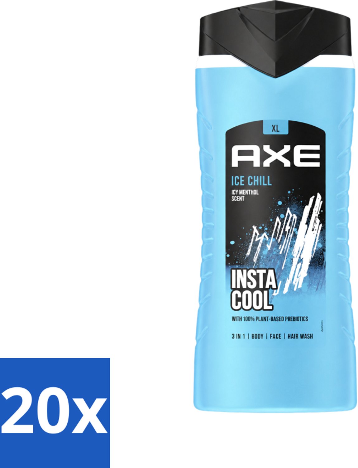 20 x Axe XL - 3-in-1 Douchegel - Ice Chill - Icy Menthol - Insta Cool - 400 ml - Voordeelverpakking - 20 stuks