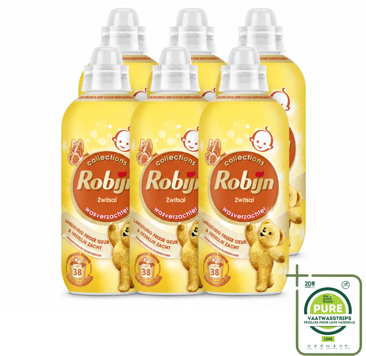 6 x Robijn – Wasverzachter – Zwitsalgeur – 765 ml - Grootverpakking - Vaatwasstrips - Wasverzachter - Babygeur - Zachte Was - Wasverzachter Bakje - Huidvriendelijk