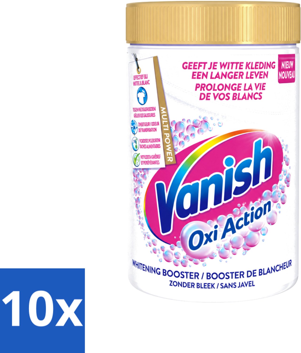 10 x Vanish Oxi Action - Vlekkenverwijderaar Poeder - Zonder Bleek - Witte Was - 710 Gram - Voordeelverpakking - 10 stuks