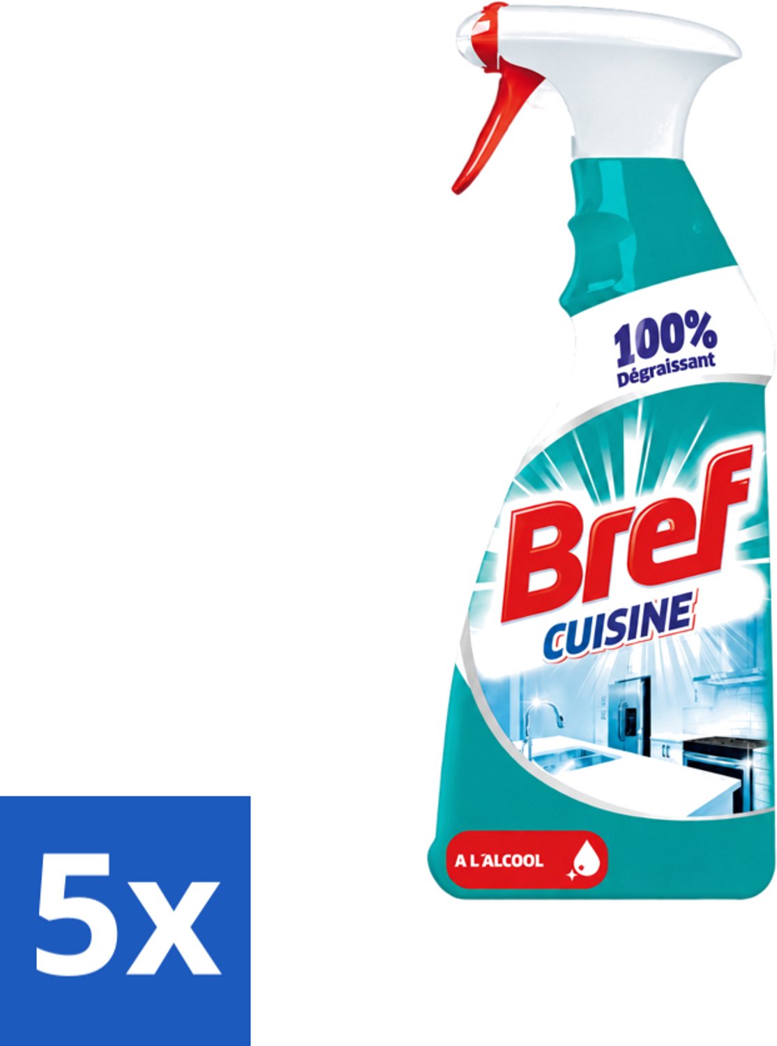 5 x Bref Keuken - Reinigingsspray - Ontvetter - Met Alcohol - 750 ml - Voordeelverpakking - 5 stuks