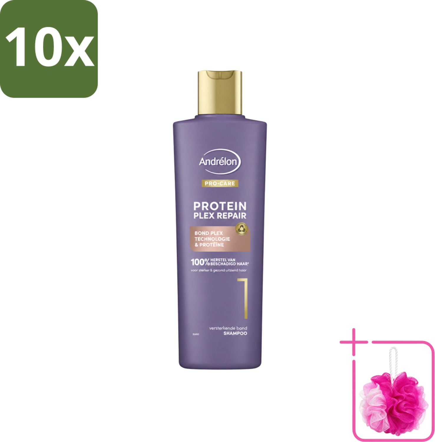 10 x Andrélon – Shampoo – Pro Care Protein Plex Repair – 250 ml - Bulkverpakking - Herstel haar - Douchemop - Beschadigd haar