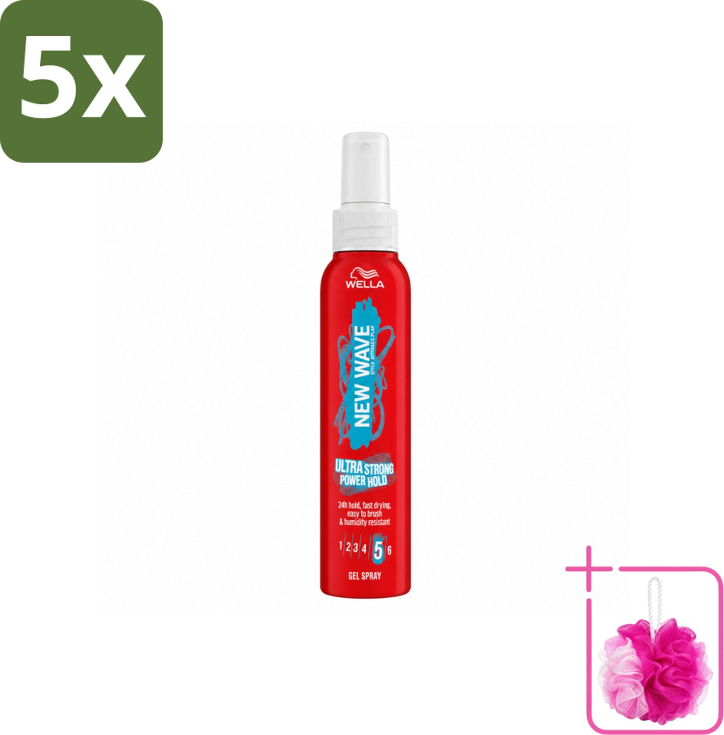 5 x Wella – New Wave Power Hold – Gelspray – 150 ml - Bulkverpakking - Kapsel stylen - Douchemop - Krachtige hold