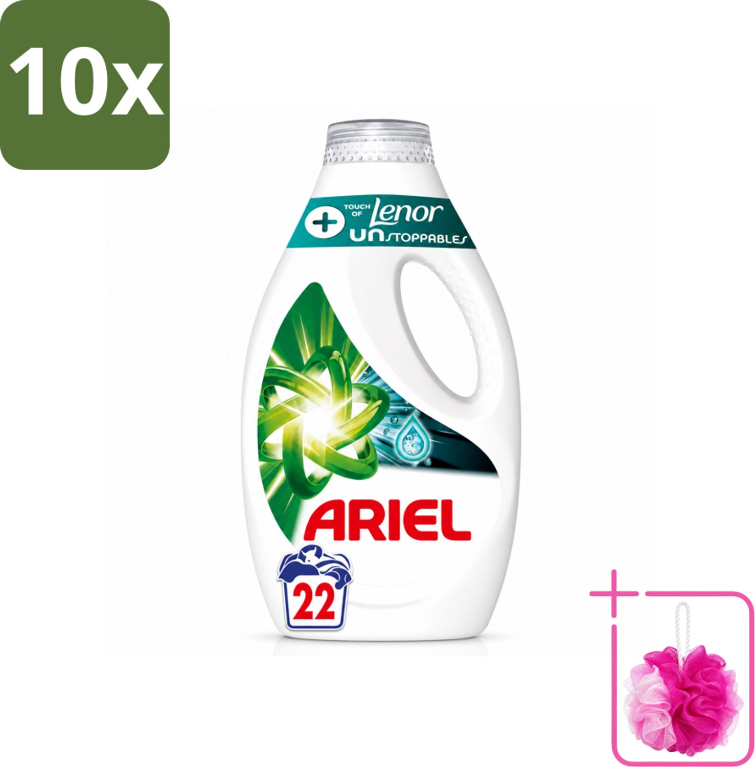 10 x Ariel – +Touch van Lenor Unstoppables – Vloeibaar Wasmiddel – 990 ml - Bulkverpakking - Wasmiddel - Douchemop - Vlekverwijdering