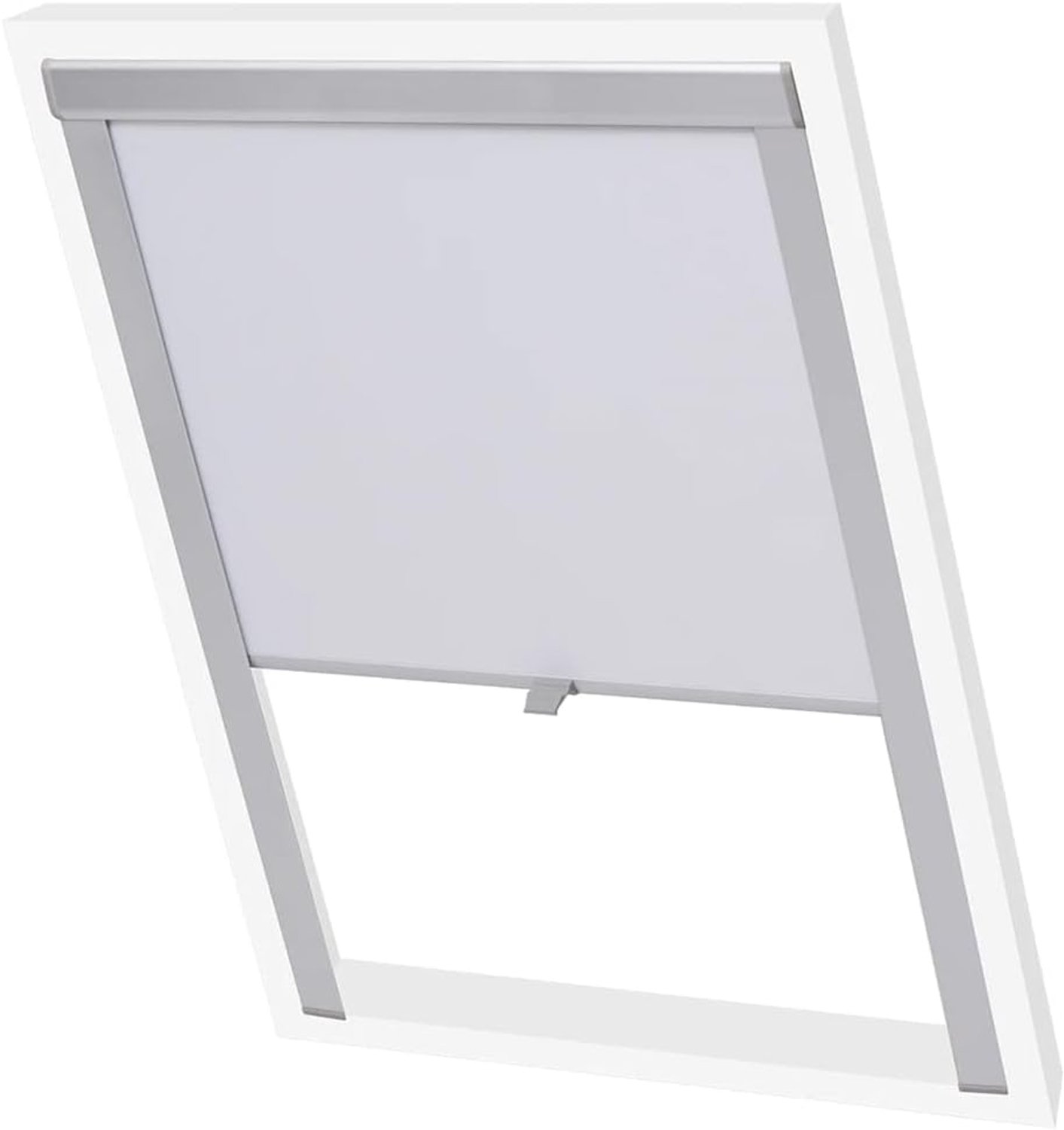 Dakraamrolgordijn met centraal trekmechanisme, verduisteringsrolgordijn van polyester met hittebestendige aluminiumcoating voor warmteopslag en bescherming tegen de zon