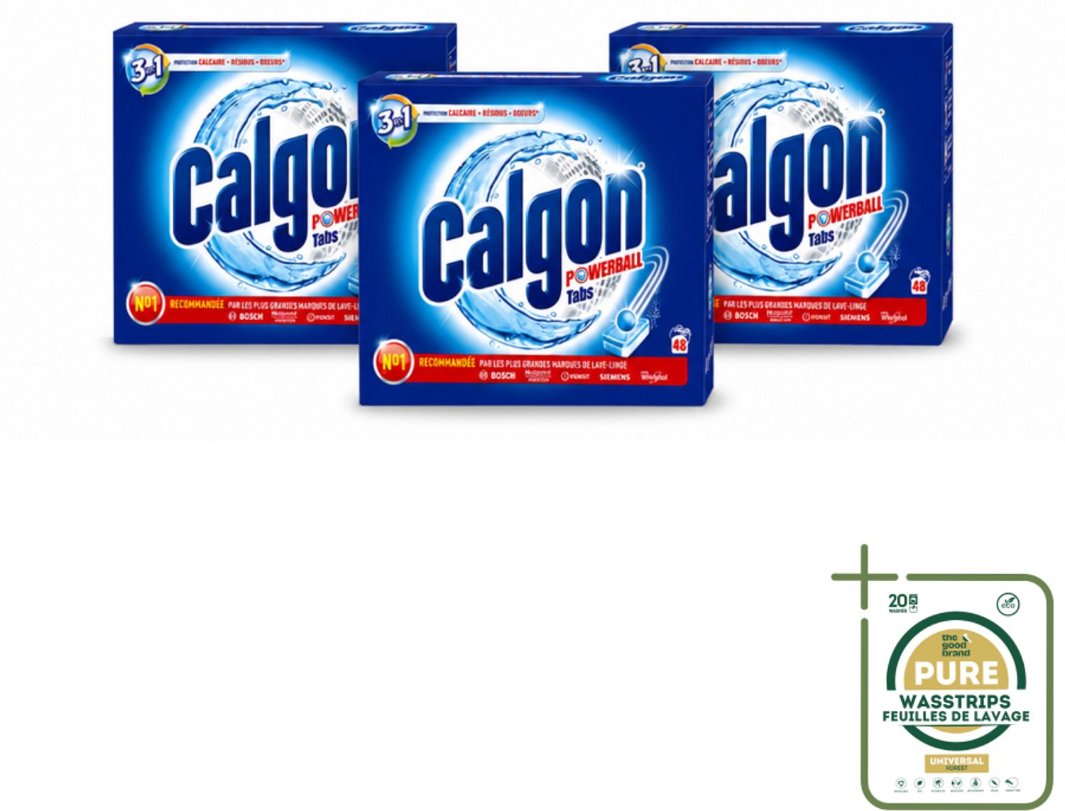 3 x Calgon - 3in1 Tabletten - 48 tabletten - Wasstrips - Wasmachine Bescherming - Kalkaanslag Voorkomen - Vuilresten Verwijderen - Nare Geuren Bestrijden - Wasmachine Hygiëne