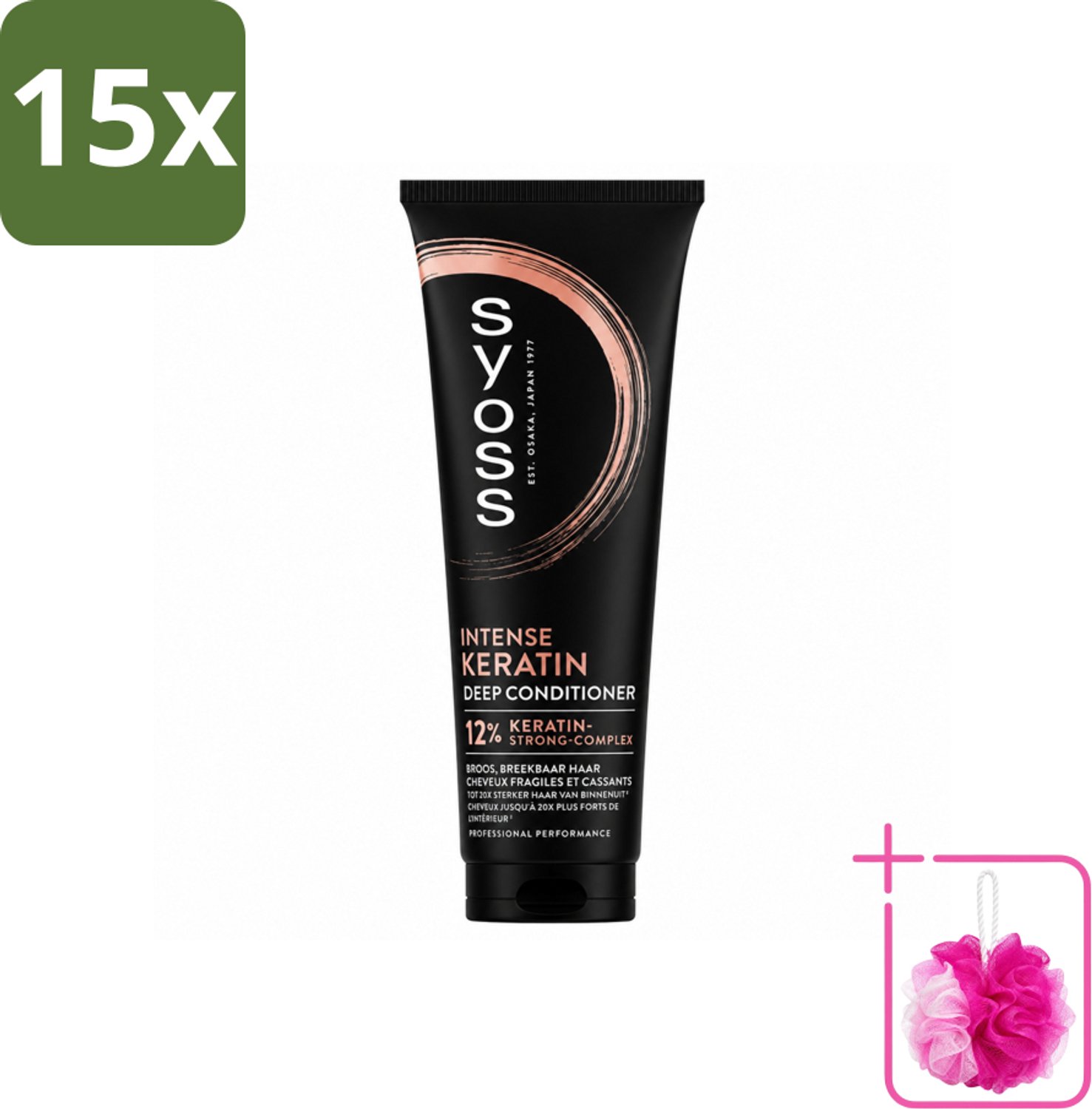 15 x Syoss - Keratin Conditioner - 250 ml - Bulkverpakking - Keratine conditioner - Douchemop - Krachtig haar