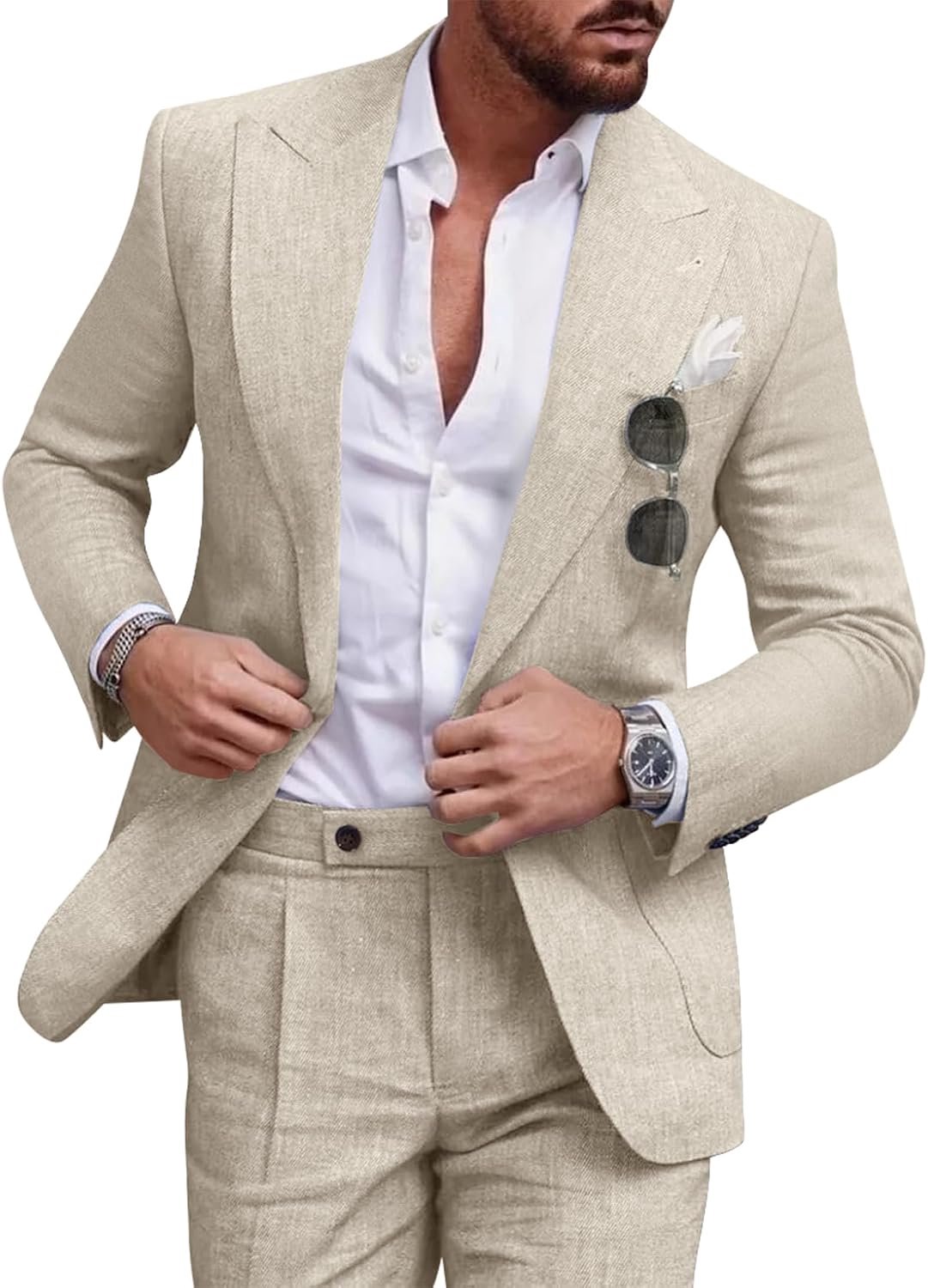Herenpak set casual smoking 2-delige blazer met normale pasvorm en één knop effen jas en broek voor prom bruiloft feest