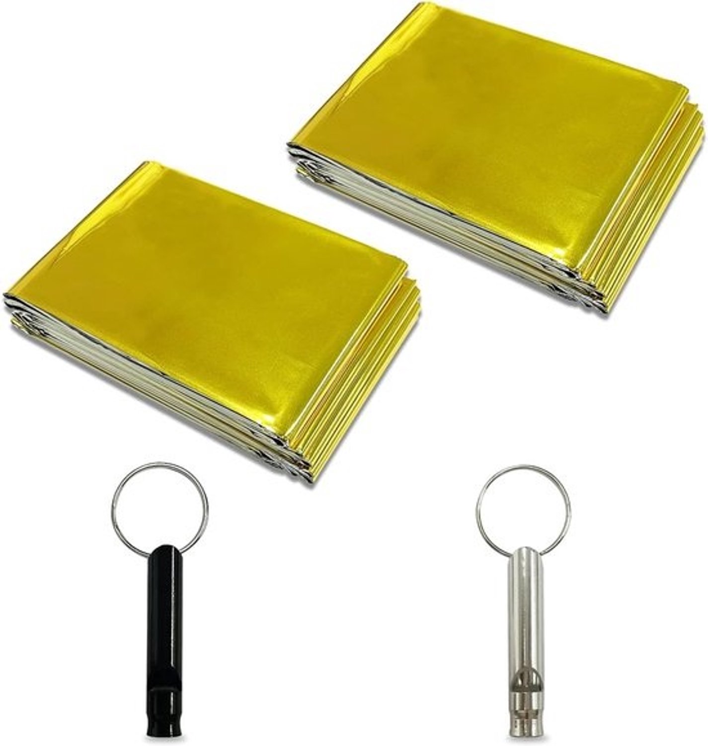 Nooddeken survivalset - Warmtedeken - Voor buitenactiviteiten - Scheurbestendig en lichtgewicht - 1.6 x 2.1m - Goud en zilver