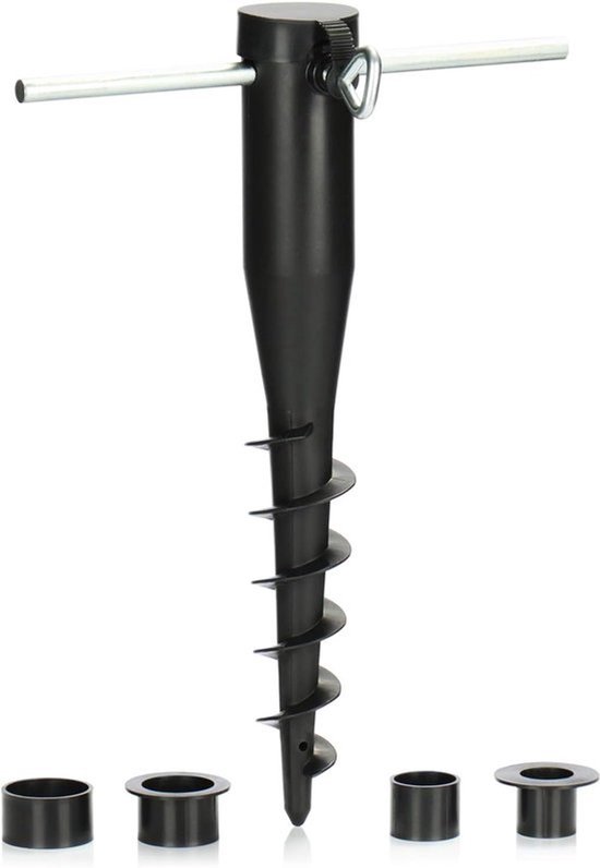 Parasolhouder - Grondpen - Parasolvoet - Stabiele verankering - Verstelbare borgschroef - Diameter 25-45 mm - Zwart