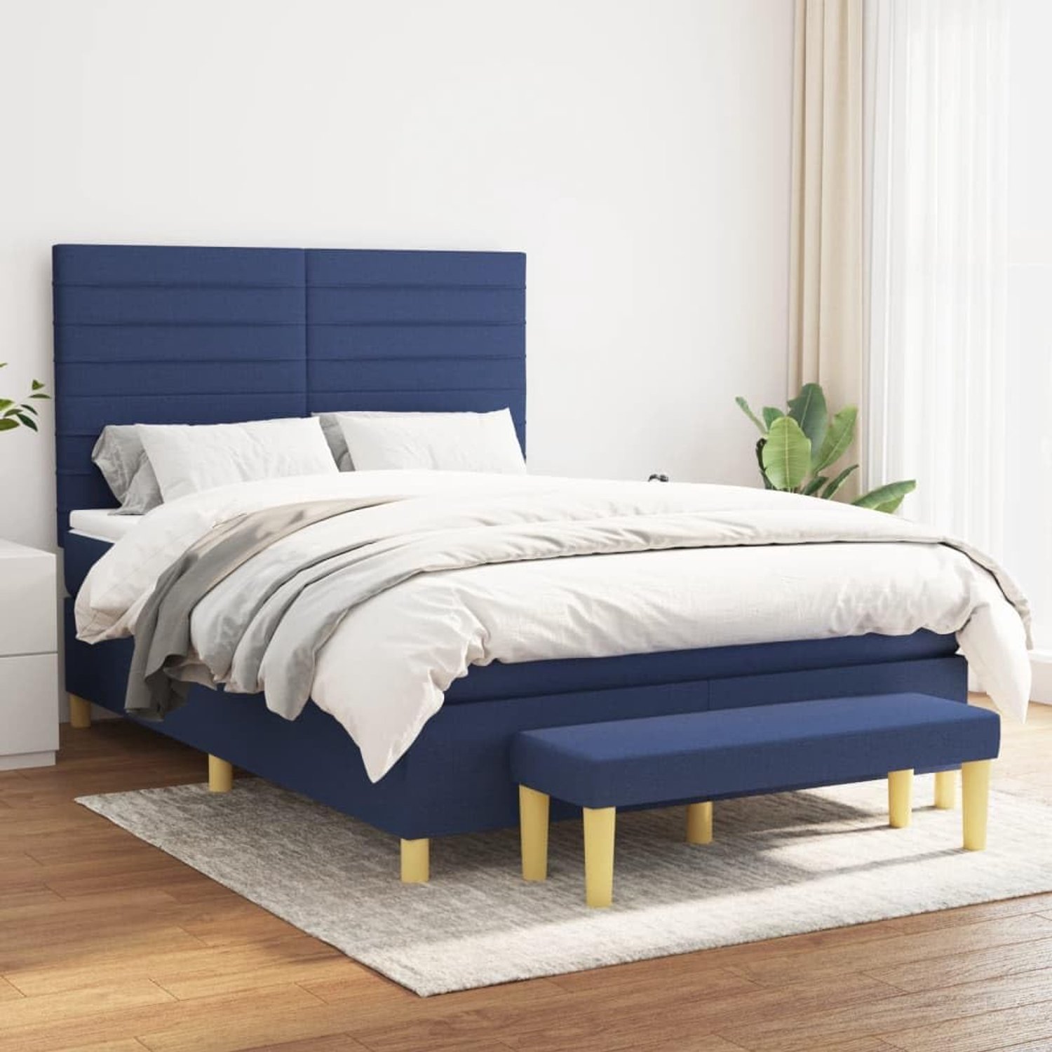 Stof Verstelbaar hoofdbord Pocketvering Blauw 140x190 cm