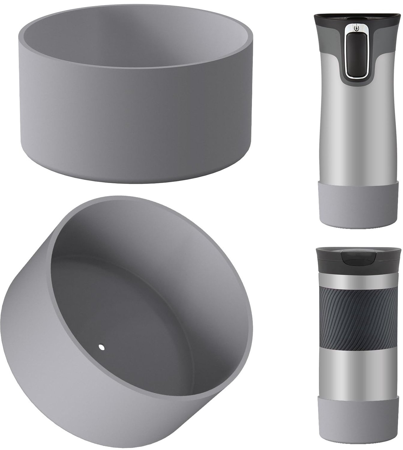 Siliconen Waterfleshouder Antislip voor Contigo Flessen (Grijs, 2 stuks)