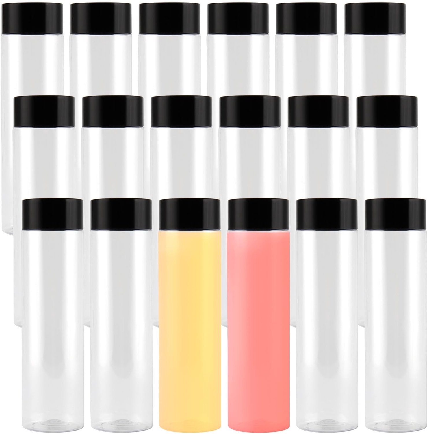 Sapflesjes 550 ml - 18 Stuks - Doorzichtige Plastic - Met Zwarte Deksels - Duurzaam - Geschikt voor Smoothies - Drankfles