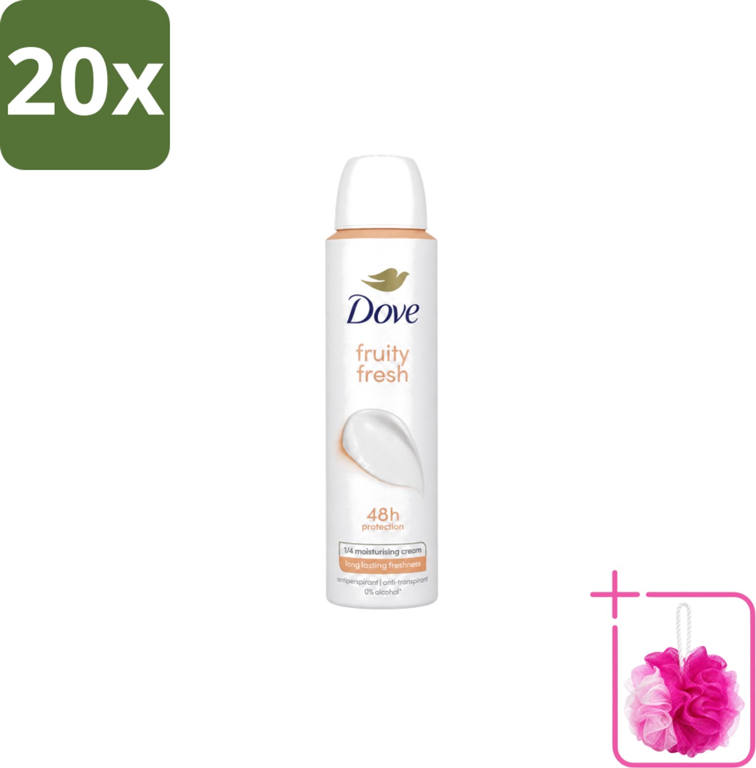 20 x Dove – Deodorant Spray – Fruity Fresh – 200 ml - Bulkverpakking - Anti-transpirant spray - Douchemop - Zweetgeur