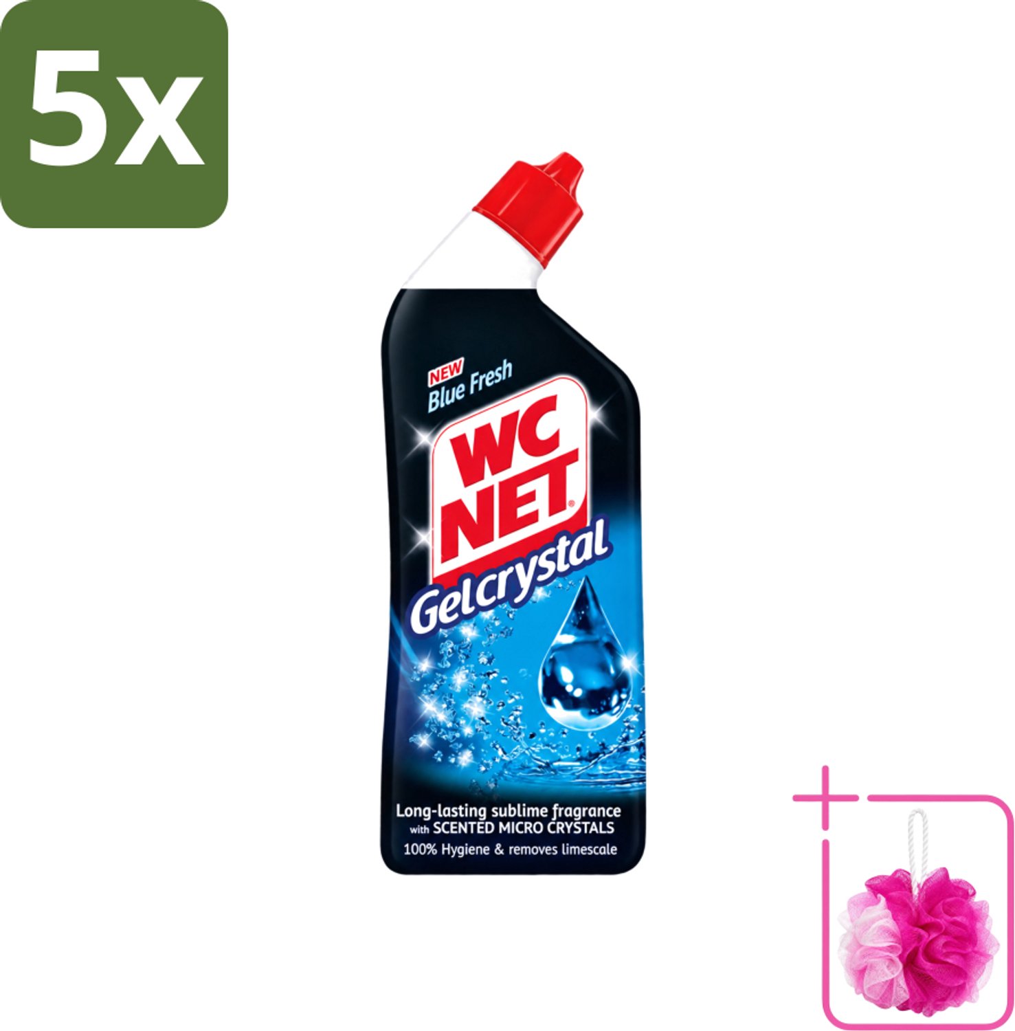5 x WC-Net - Toiletreiniger - Gel - Blue Fresh - Anti-Kalk - 750 ml - Bulkverpakking - Toiletreiniger - Douchemop - Kalkaanslag