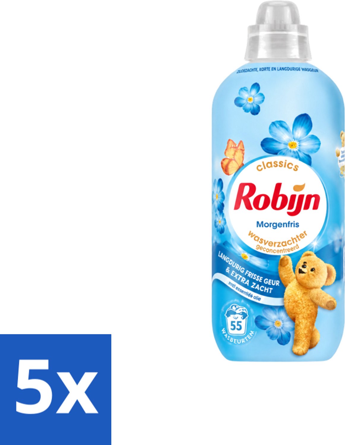 5 x Robijn – Wasverzachter – Morgenfris – 1,1 L - Voordeelverpakking - 5 stuks