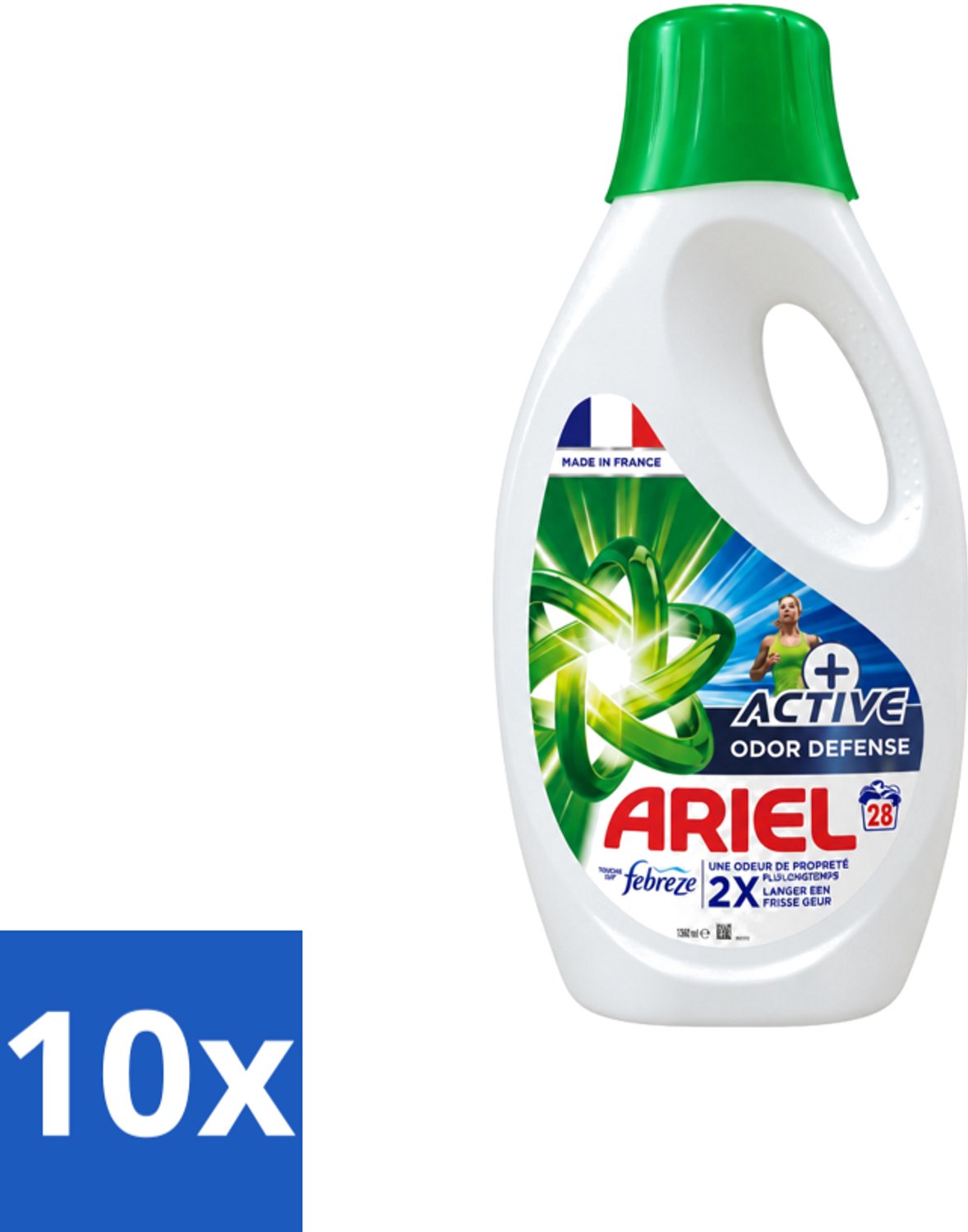 10 x Ariel – Vloeibaar Wasmiddel – Active Odor Defense – 1,26 L – 28 wasbeurten - Voordeelverpakking - 10 stuks