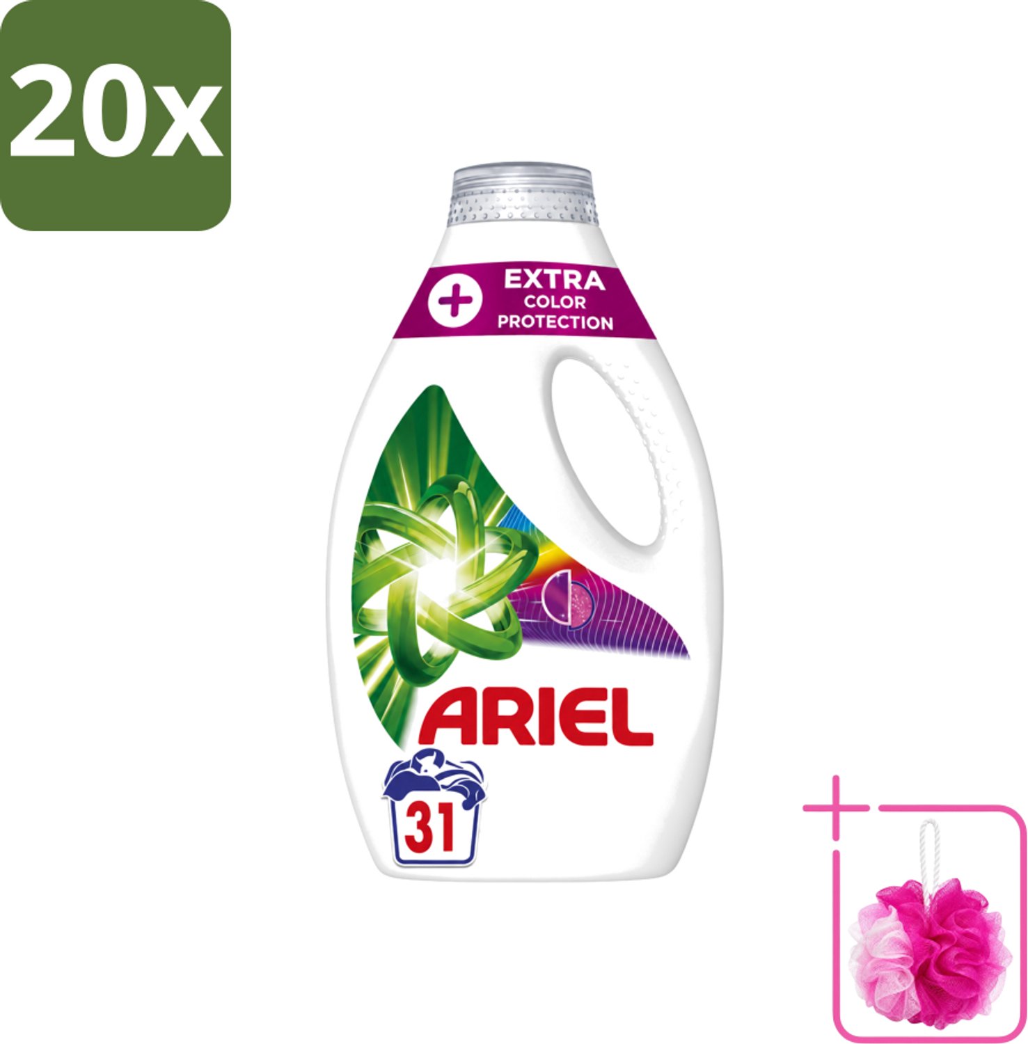 20 x Ariel Original - Extra Kleurbescherming - Vloeibaar Wasmiddel - Gekleurde Was - 31 Wasbeurten - Bulkverpakking - Kleurbescherming - Douchemop - Wasmiddel