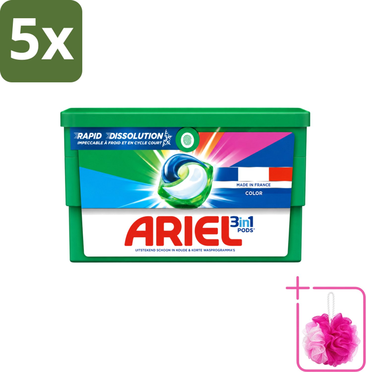 5 x Ariel Color - Wasmiddelcapsules - 3in1 Pods - Gekleurde Was - 19 Wasbeurten - Bulkverpakking - Wasmiddelcapsules - Douchemop - Gekleurde was