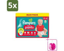 5 x Pampers - Baby-Dry Pants - Luierbroekjes - Maat 4 (9-15 kg) - Extra Droog - 90 Luiers - Bulkverpakking - Baby luier - Douchemop - Droge luier