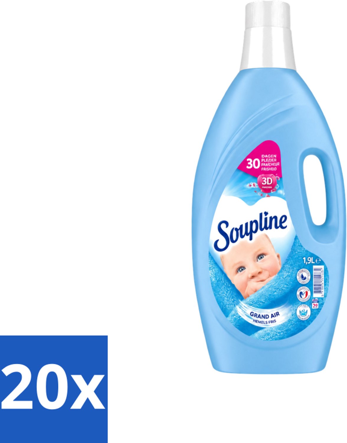 20 x Soupline – Wasverzachter – Hemels Fris – 1,9 L - Voordeelverpakking - 20 stuks