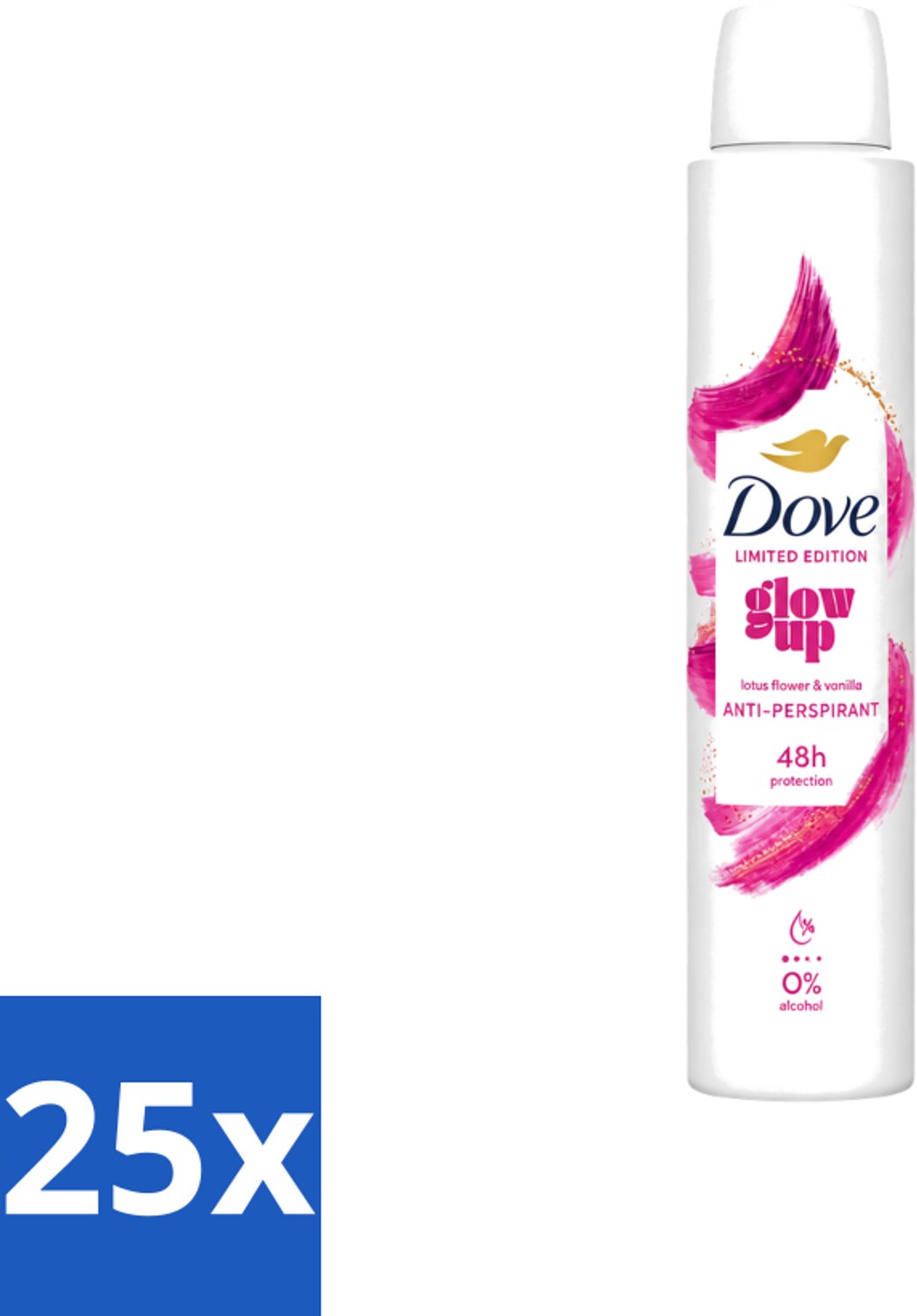 25 x Dove – Deodorant Spray – Glow Up – 200 ml - Voordeelverpakking - 25 stuks
