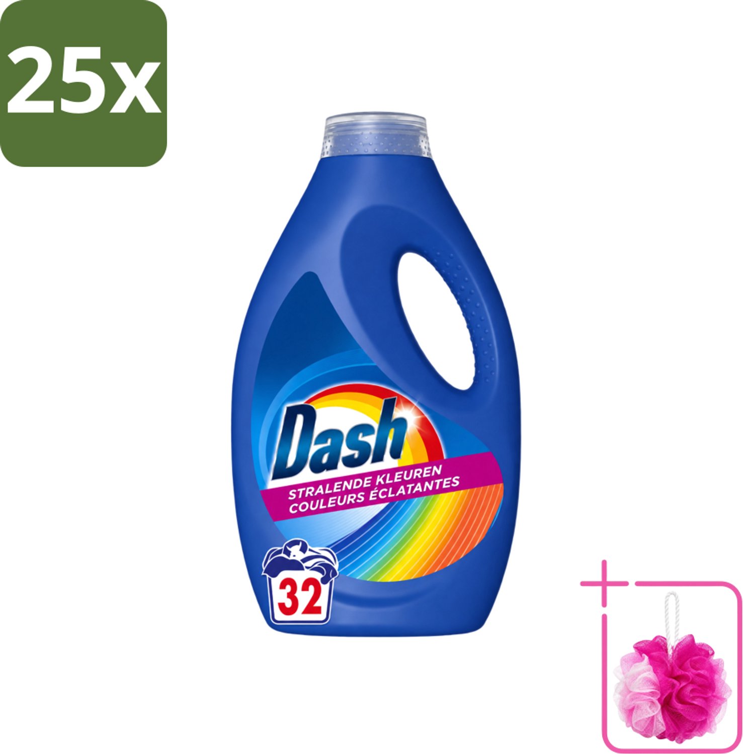 25 x Dash - Stralende Kleuren - Vloeibaar Wasmiddel - Gekleurde Was - 32 Wasbeurten - Bulkverpakking - Wasmiddel voor gekleurde kleding - Douchemop - Kleurbehoud