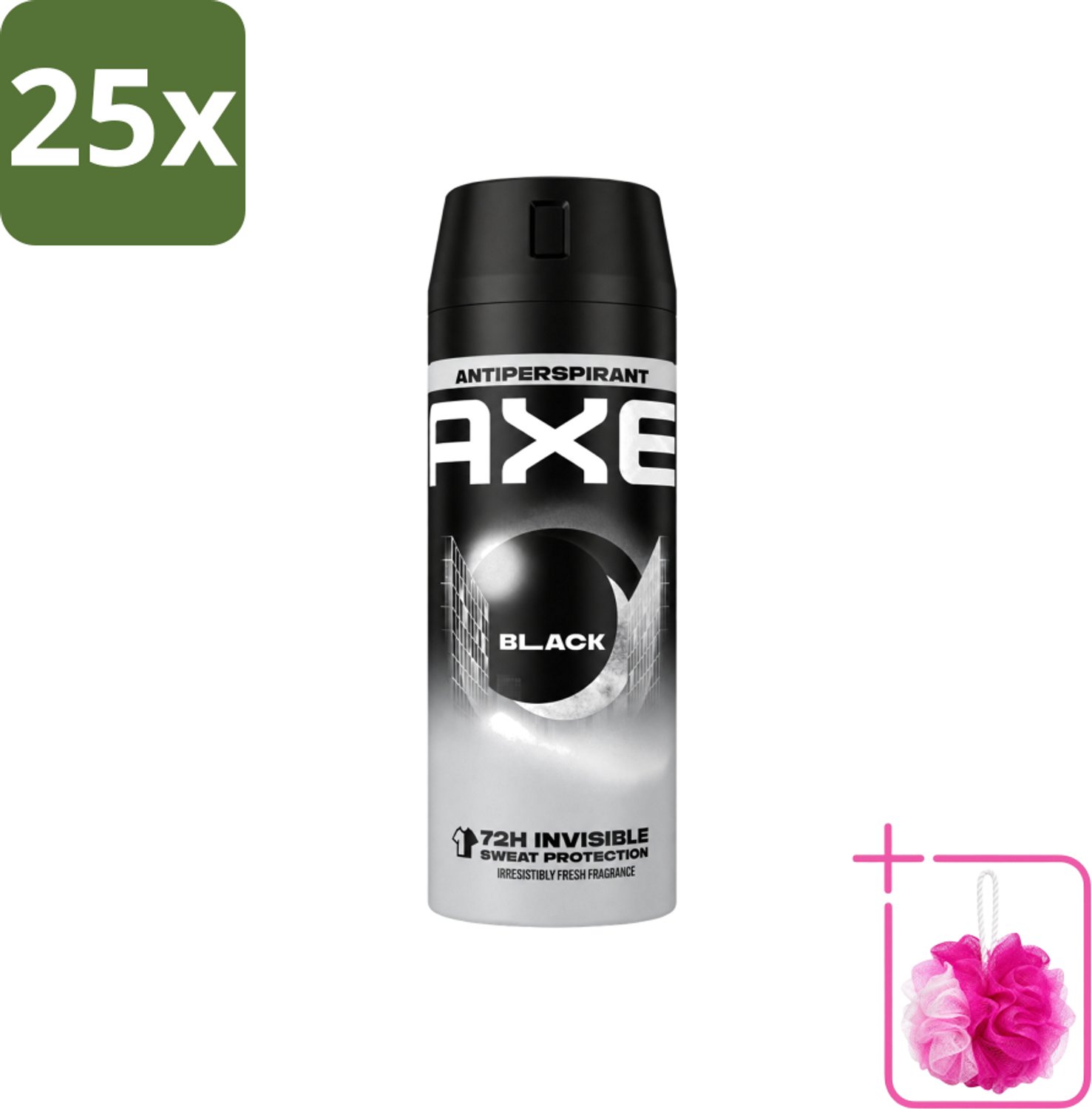 25 x Axe - Deodorant Spray - 72hrs Anti Sweat - Black - 150 ml - Bulkverpakking - Anti transpirant spray - Douchemop - Zweet bescherming