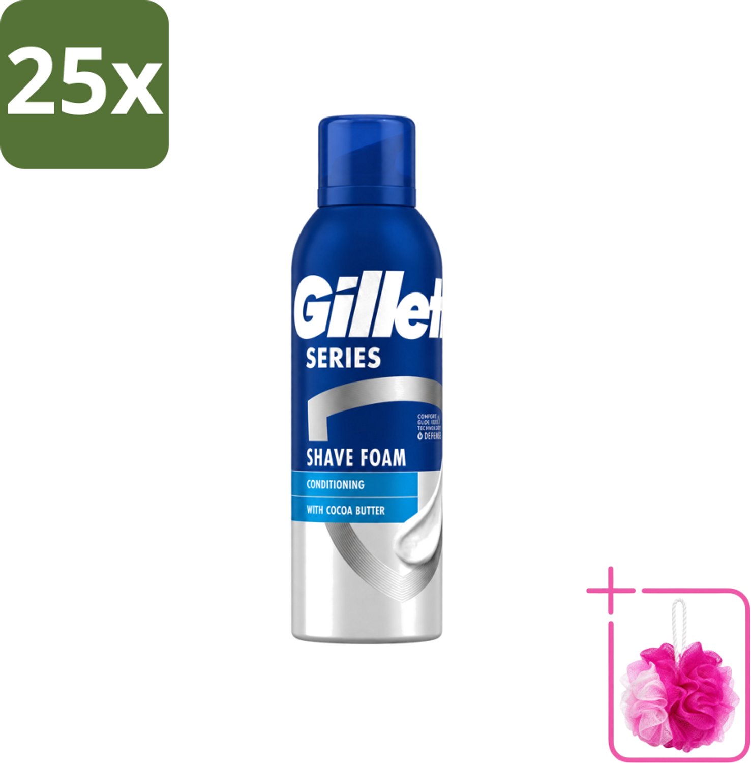 25 x Gillette - Series - Scheerschuim - Met Cacaoboter - 250 ml - Bulkverpakking - Scheerbeurt - Douchemop - Scheerschuim