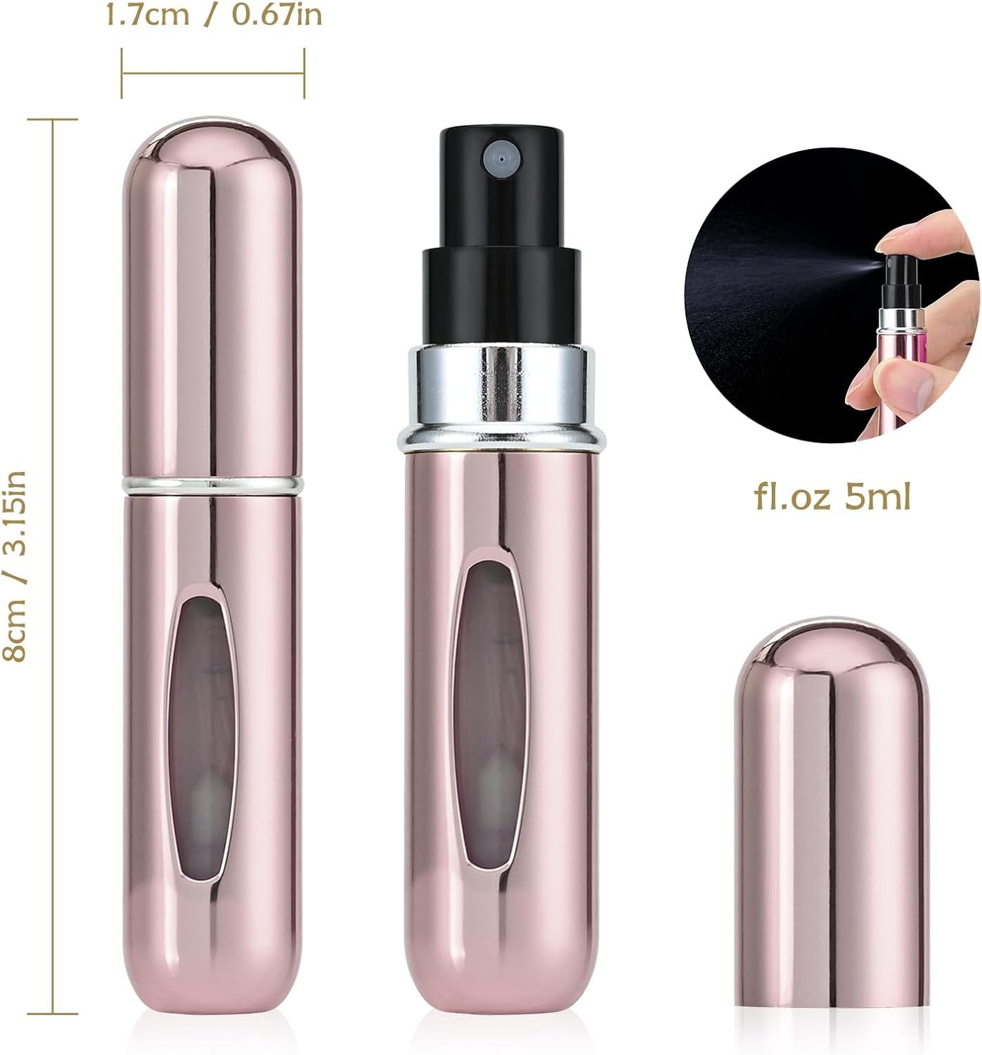 8 stuks reisparfumverstuiver navulflessen, 5 ml mini-parfumflesset voor bagage, aftershave en vakantie