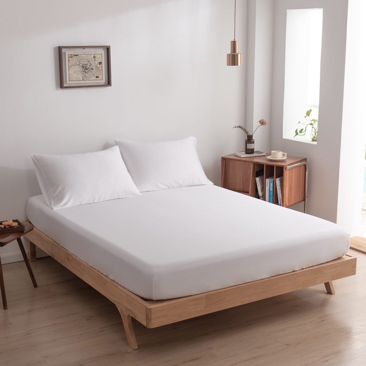 Boomba Bamboo bamboe hoeslaken - Coco White - 120x200 cm - hoekhoogte 35 cm - 100% biologisch bamboe - 400TC satijn Wit
