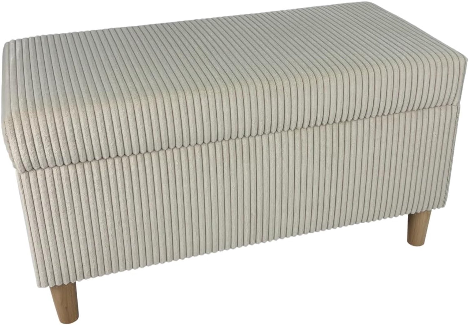 Zitkruk met opbergruimte van corduroy Voetenbank Gestoffeerde kruk Bankje N 78x38x42 (Beige)