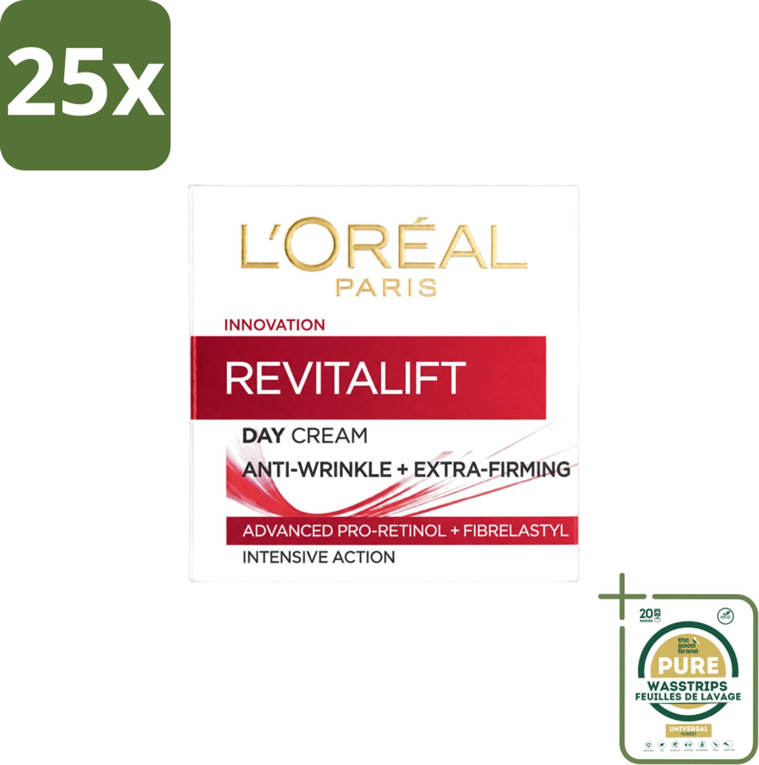 25 x L'Oréal Revitalift 40+ - Dagcrème - Hydrating Anti-Rimpel - 50 ml - Wasstrips - Anti-rimpel Crème - Anti-aging Crème - Hydrating Crème - Crème Voor Veroudering - Crème Voor Huidverjonging