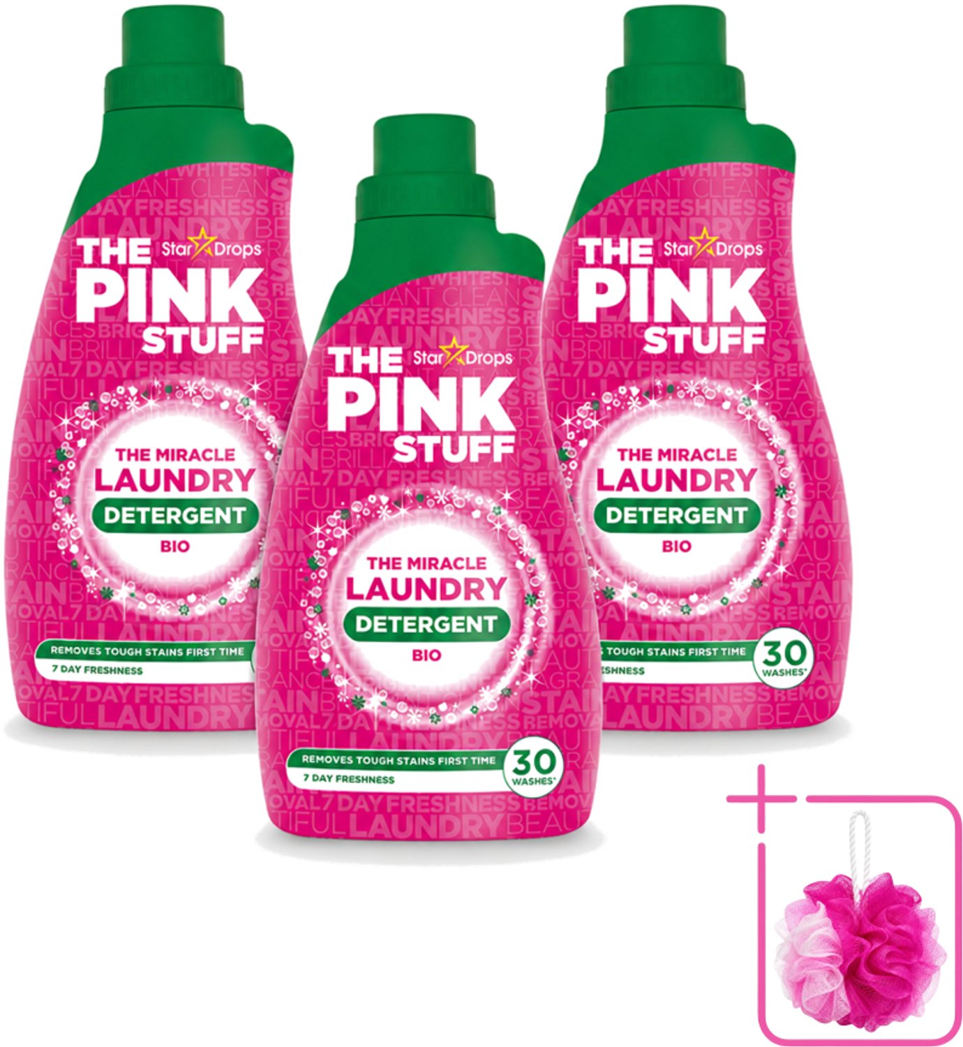 3 x The Pink Stuff BIO - Wasgel - Wasmiddel - Biologisch - 30 Wasbeurten - 960ml - Bulkverpakking - Wasmiddel - Douchemop - Biologisch wasmiddel