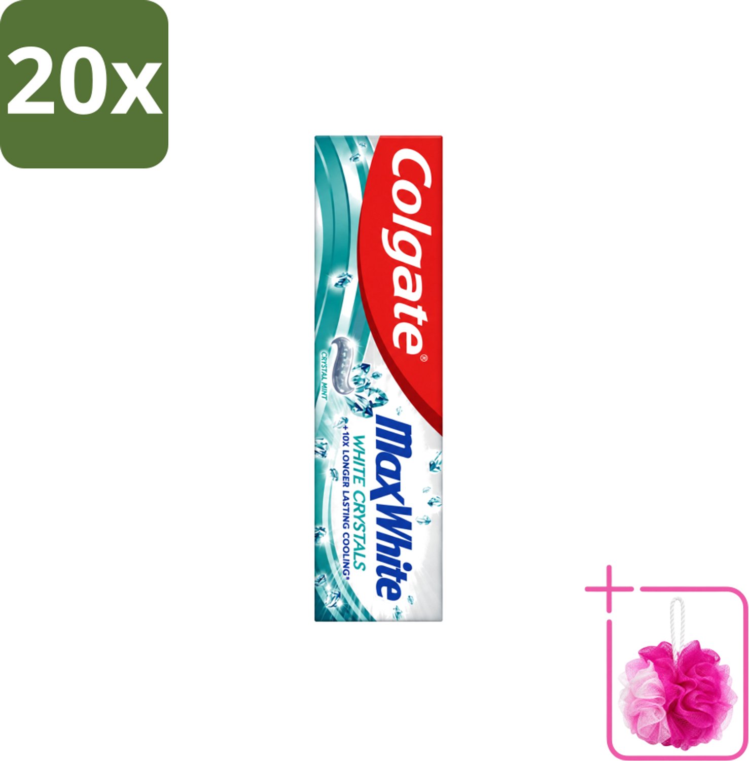 20 x Colgate - Max White - Whitening Crystals - Tandpasta - 100ml - Bulkverpakking - Witte tanden - Douchemop - Tanden reinigen